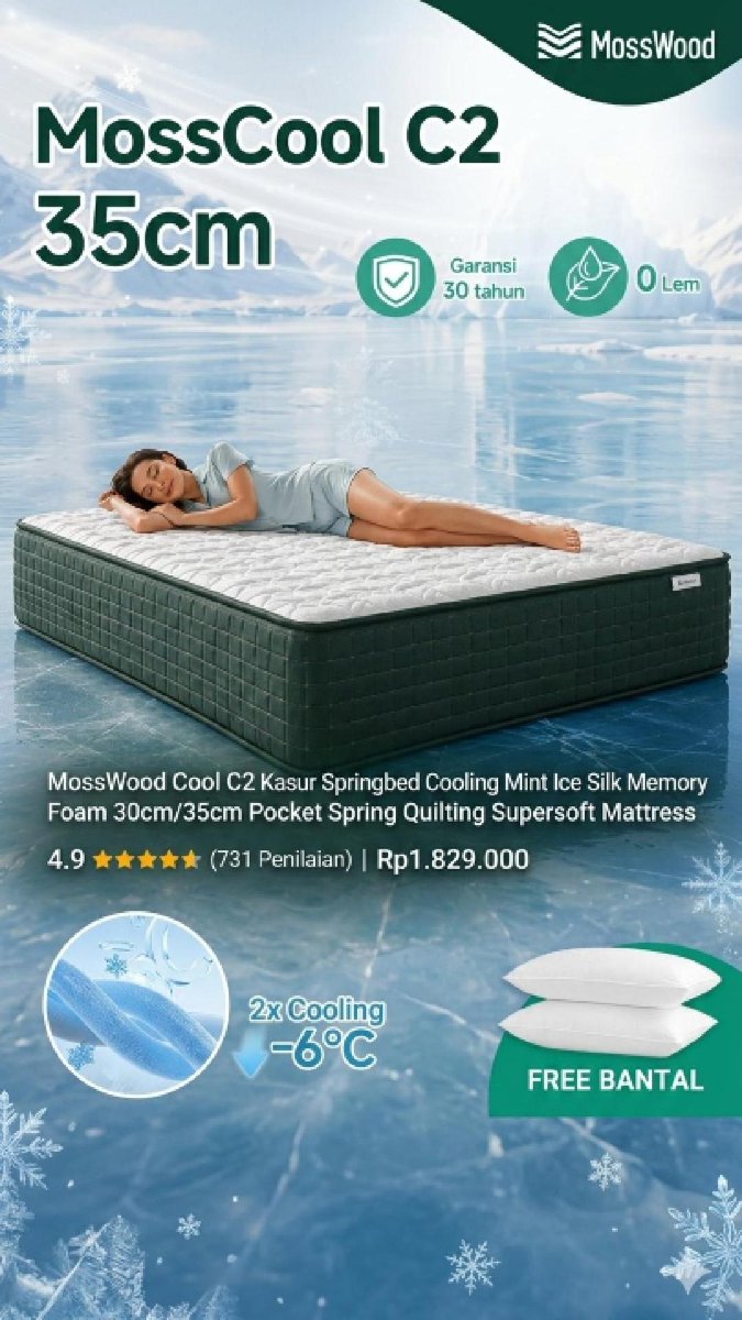 jaya_bekas's tweet photo. MossWood Cool C2 Kasur Springbed Cooling Mint Ice Silk Memory Foam 30cm/35cm Pocket Spring Quilting Supersoft Mattress
ShopeeMall https://t.co/bzKBpucXSe
#SpringbedPremium #TidurNyenyak #RekomendasiKasurShopee https://t.co/9whIvWXmKH