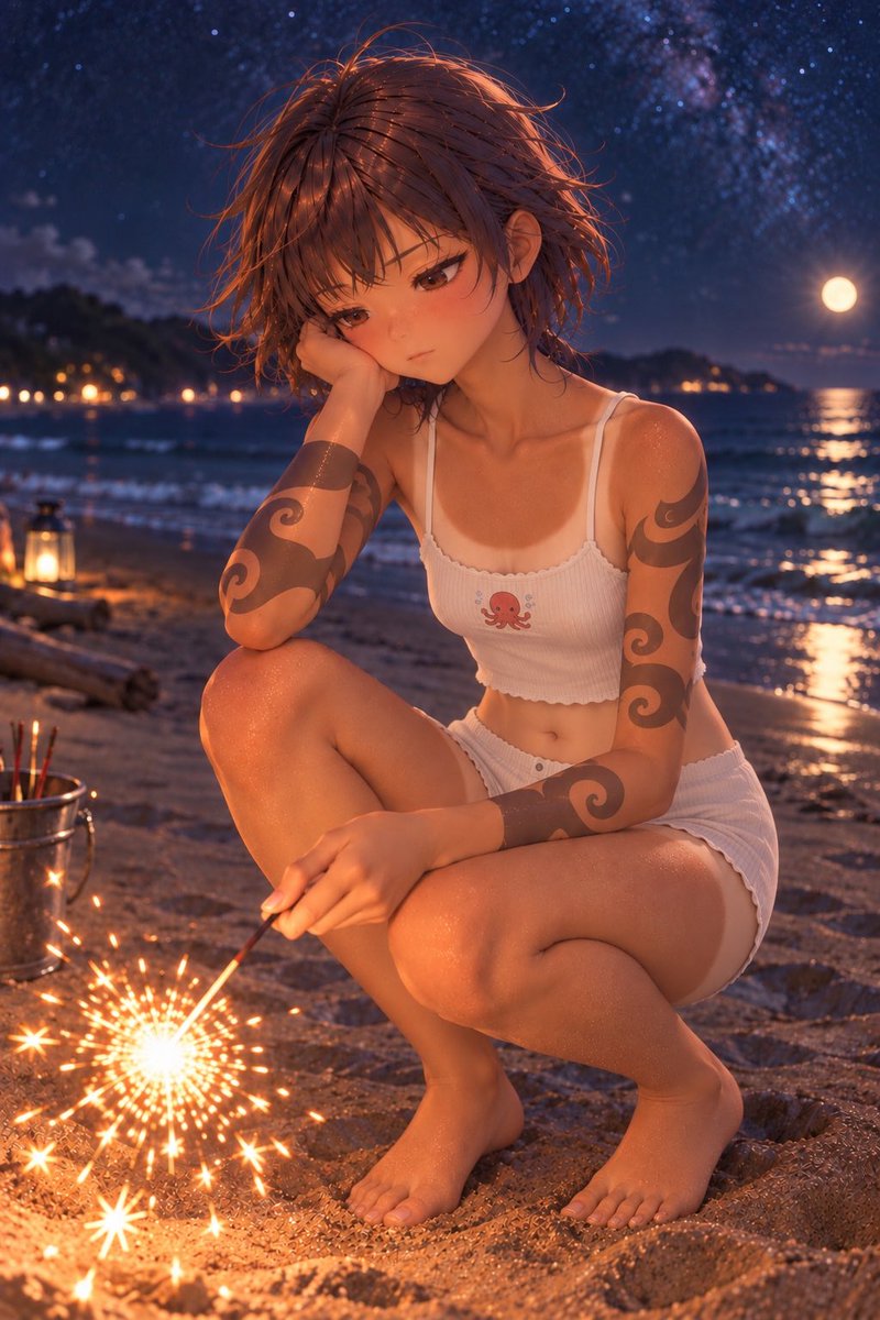 cloudster555's tweet photo. 夜は浜辺で花火をするニクシー
#Animates
#NixieAnimates
#Nixie https://t.co/izw38KkoIr