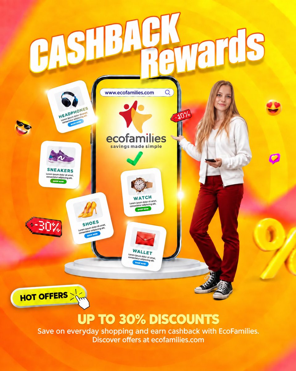 ecofamilies's tweet photo. With EcoFamilies, discover great offers, enjoy cashback, collect rewards, and make your everyday spending work harder for you.

More shopping. More savings. More rewards.
It all adds up with EcoFamilies.

#EcoFamilies #Cashback #Rewards #SaveMore #SmartShopping https://t.co/yyg11Zh03Z