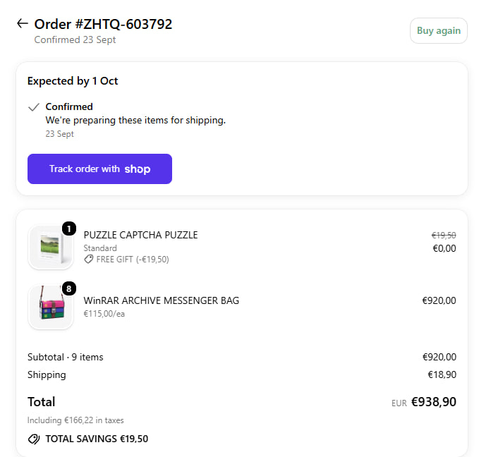xeno10x's tweet photo. 62 bags

@WinRAR_RARLAB 

what's up winrar not doing much just buying out your entire supply of bags. https://t.co/WoaTeWkFVc