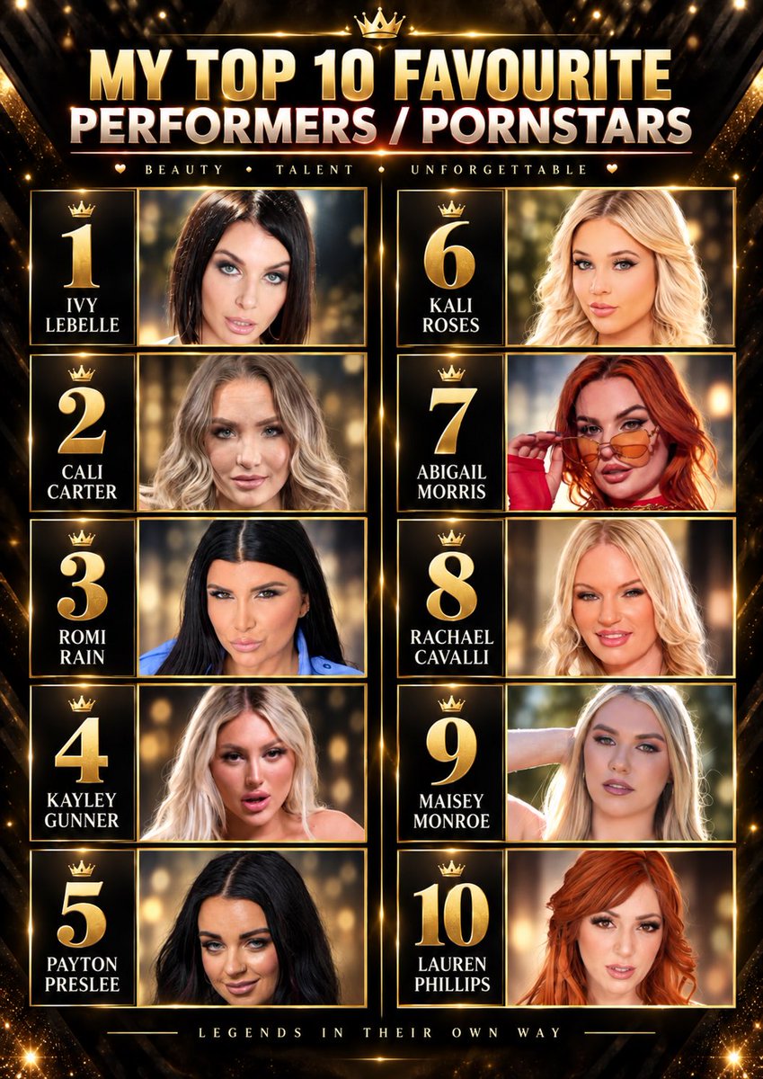 Karim7659's tweet photo. MY TOP 10 FAVOURITE PORNSTARS 

1 @IvyLebellexxx 
2 @MissCaliCarter 
3 @Romi_Rain 
4 @kayleygunner 
5 @realpayton2 
6 @kaliroses 
7 @AbigaiilMorris 
8 @RachaelCavalli 
9 @MaiseyMonroe 
10 @LaurenFillsUp https://t.co/vcQHV0rnxf