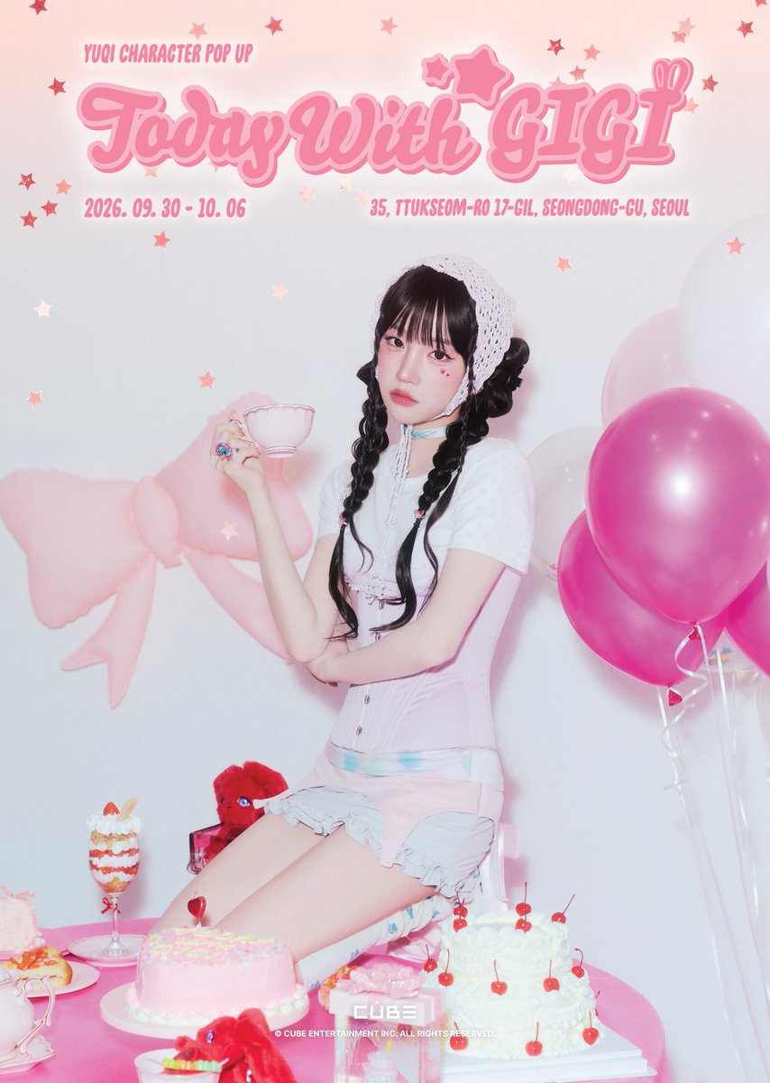 CUBEENT_MERCH's tweet photo. YUQI CHARACTER POP-UP [TODAY WITH GIGI] 

IMAGE TEASER

📍Seoul #Seongsu  🗓️9/30-10/6

#우기 #YUQI #GIGI 
#TODAY_WITH_GIGI 
#YUQI_POPUP https://t.co/mFac5K94D1