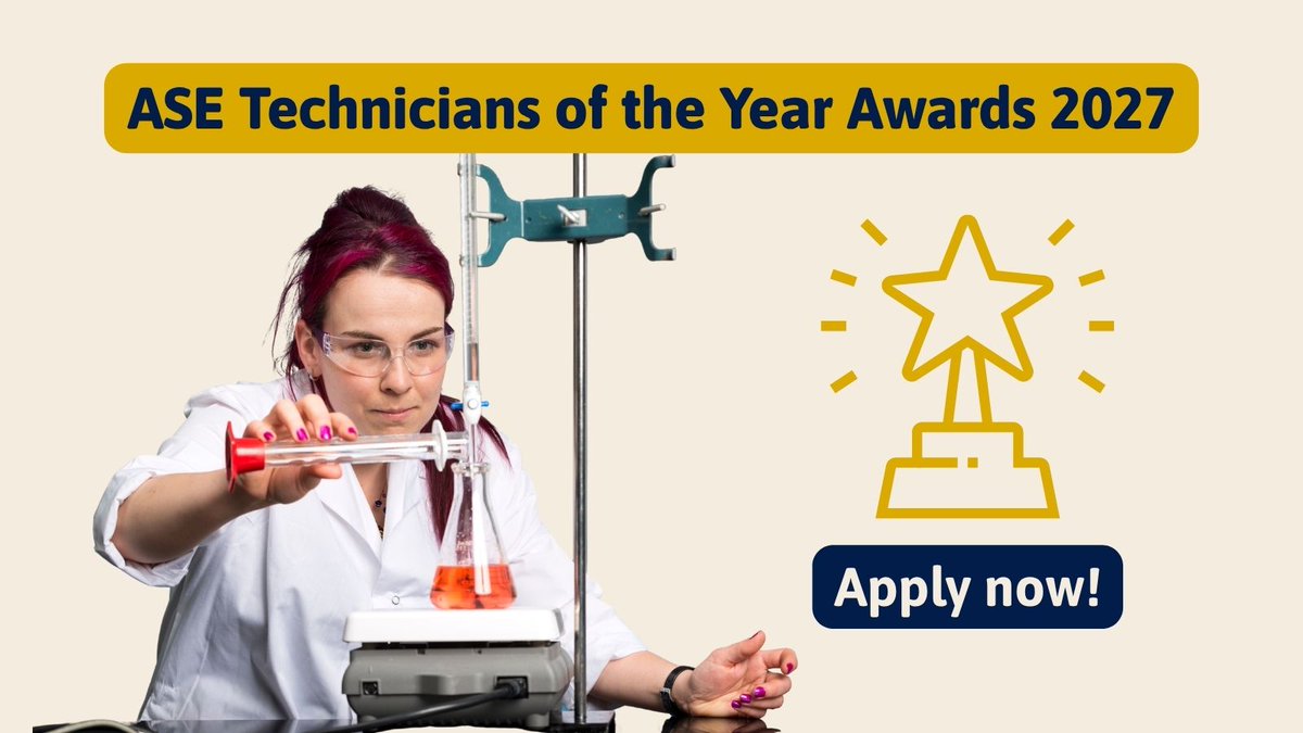 theASE's tweet photo. 🏆 Last chance to enter the ASE Technician of the Year Awards 2027!
Know a brilliant science technician, or are you one yourself? Apply now: https://t.co/smInYGai2E
#ScienceTechnicians r #ScienceEducation https://t.co/C6x5X9sE1I