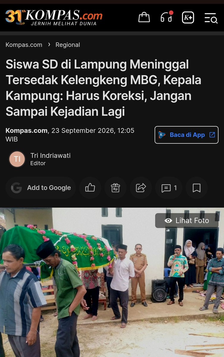 ainurohman's tweet photo. Reyhan Arisyah Putra, 9 tahun, siswa SD Negeri 03 Poncowarno, Kecamatan Kalirejo, Lampung Tengah, meninggal dunia setelah tersedak biji kelengkeng dari menu MBG. 

Innalillahi wa inna ilaihi rojiun.. 
 https://t.co/qjHEHiRe76. https://t.co/xaCrJ2kAm4