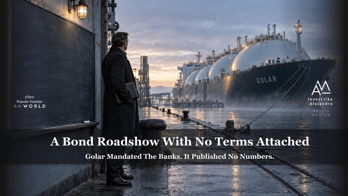 amworld_inves's tweet photo. 𝗔 𝗕𝗼𝗻𝗡 𝗥𝗼𝗮𝗱𝘀𝗵𝗼𝘄 𝗪𝗶𝘁𝗵 𝗡𝗼 𝗧𝗲𝗿𝗺𝘀 𝗔𝘁𝘁𝗮𝗰𝗵𝗲𝗱
$GLNG Golar, a company I own opened a bond roadshow on Monday morning.
Size, coupon, maturity and use of proceeds were all left out.

𝗪𝗛𝗔𝗧 𝗪𝗔𝗦 𝗔𝗡𝗡𝗢𝗨𝗡𝗖𝗘𝗗
On 21 September, before the US open, $GLNG (Golar LNG) said it had mandated a syndicate of banks to arrange fixed-income investor meetings beginning that day, with a possible USD 144A/Reg S benchmark senior unsecured notes offering to follow, subject to market conditions.

It is a company press release, signed by the CEO and CFO, and filed as a Form 6-K. The fact is solid. The word benchmark implies a certain minimum scale by convention. Beyond that, the release carries no figures at all.

𝗧𝗛𝗘 𝗖𝗢𝗡𝗗𝗜𝗧𝗜𝗢𝗡𝗦 𝗜𝗧 𝗜𝗦 𝗪𝗔𝗟𝗞𝗜𝗡𝗚 𝗜𝗡𝗧𝗢
The US 30-year Treasury closed Monday at 5.28% and the 10-year at roughly 4.95%. Both eased about five basis points on the day as crude fell. That was a reprieve inside a rising trend, not a turn in it. The 10-year had touched its highest level since 2007 the previous Friday.

On 16 September the Fed raised rates 25bp to 3.75-4.00%, its first hike since July 2023, and 16 of 19 members now expect at least one more this year. So an unsecured issuer picked the first calm day in a while to walk into a long end still near two-decade highs. That may be timing. It may be a deadline. The announcement does not say.

𝗛𝗢𝗪 𝗜 𝗥𝗘𝗔𝗗 𝗜𝗧
The pricing release is the information. The roadshow is the calendar entry. Three things decide what this means:
• The coupon relative to Golar's existing cost of debt
• The tenor, and what it does to the maturity wall
• Whether the proceeds refinance or fund contracted capacity
Refinancing at a higher coupon raises fixed interest expense against the same asset base. Funding contracted FLNG capacity adds an asset to carry it. One headline, two different businesses on the other side.

𝗢𝗡𝗘 𝗧𝗛𝗜𝗡𝗚 𝗜 𝗦𝗛𝗢𝗨𝗟𝗗 𝗕𝗘 𝗦𝗧𝗥𝗔𝗜𝗚𝗛𝗧 𝗔𝗕𝗢𝗨𝗧
I usually write about durable moats and predictable earnings power. That is not what this is. Golar sits in my book as exposure to LNG shipping and liquefaction economics, where the variables that decide the outcome - freight rates, spreads, contract timing - are largely exogenous and are not modellable the way a software P&L is.

I hold it knowing that. Which is exactly why capital structure is what I read on a day like this, and not the story around it.

𝗣𝗢𝗦𝗜𝗧𝗜𝗢𝗡𝗜𝗡𝗚
I am not adding and I am not trimming on an announcement that contains no terms. The decision point is the pricing, and the pricing is not out.

𝗔𝗻 𝗮𝗻𝗻𝗼𝘂𝗻𝗰𝗲𝗺𝗲𝗻𝘁 𝘄𝗶𝘁𝗵𝗼𝘂𝘁 𝗻𝘂𝗺𝗯𝗲𝗿𝘀 𝗶𝘀 𝗻𝗼𝘁 𝗶𝗻𝗳𝗼𝗿𝗺𝗮𝘁𝗶𝗼𝗻. 𝗜𝘁 𝗶𝘀 𝗮 𝗰𝗮𝗹𝗲𝗻𝗱𝗮𝗿 𝗲𝗻𝘁𝗿𝘆.

𝗤𝗨𝗘𝗦𝗧𝗜𝗢𝗡 - When a company you own announces a debt raise with no terms attached, do you act on the announcement or wait for the pricing?

Copy or follow my portfolio - link in bio.