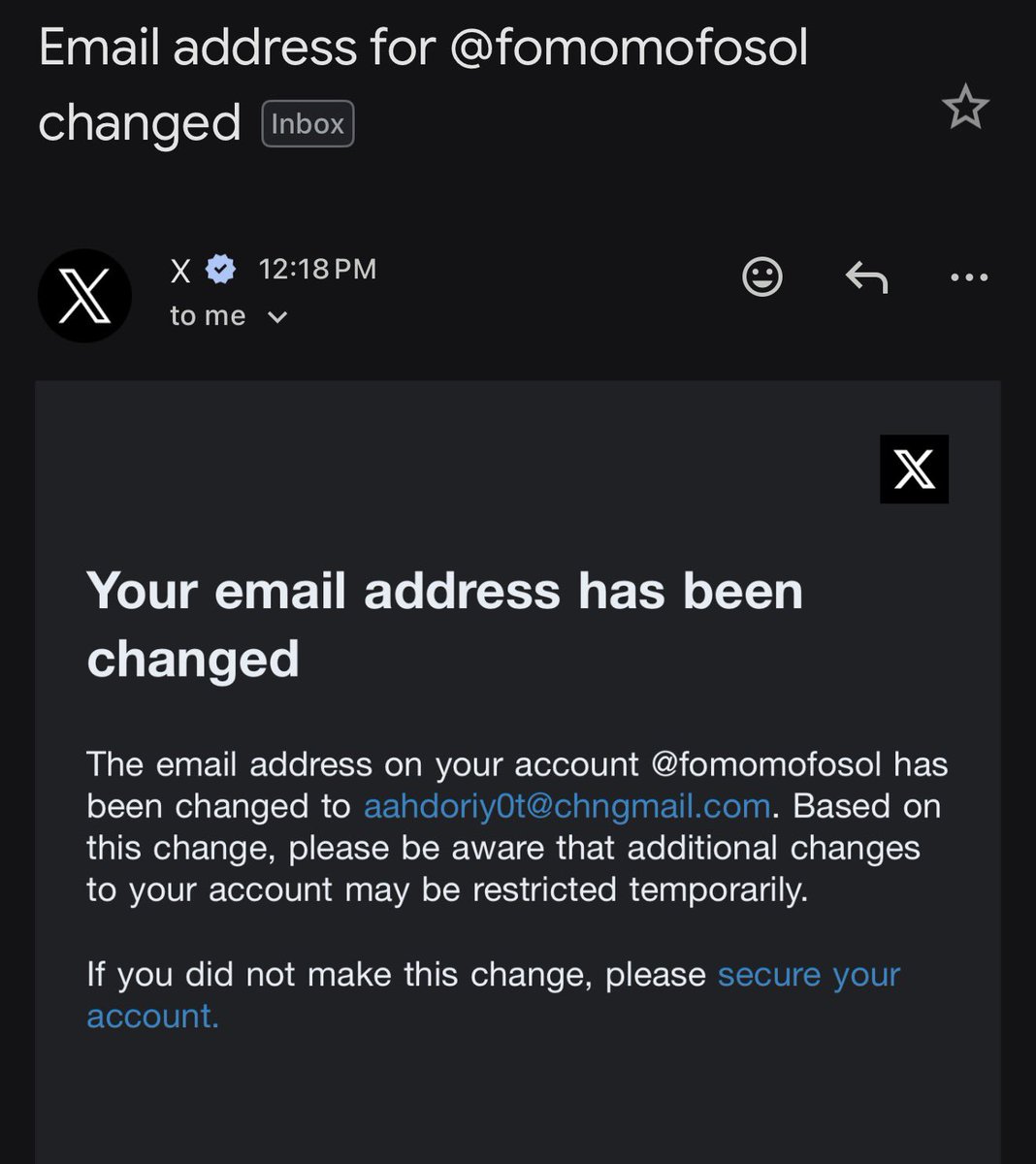 fomomofosol's tweet photo. I fell for the ethereum habibi hack.

It was a copyright dm which I’ve received before.

And as usual, I’m multi tasking with my kids, don’t think much of it and by the time I realized - it was too late.

They changed the email linked to my x account, and added Authenticator to my account.

Then I got logged out.

And they started deleting some tweets.

Then silence.

And then they hit the TL with a CA.

I’m very sorry this happened, and I need to pay better attention.

Some friends told me about better opsec with yubi keys etc so I ordered some.

Thankfully I acted somewhat fast to report to @premium and kinda bricked the account + the reports from others.

Grateful for everyone, and glad I’m able to still spread the gospel that is memecoins on X.