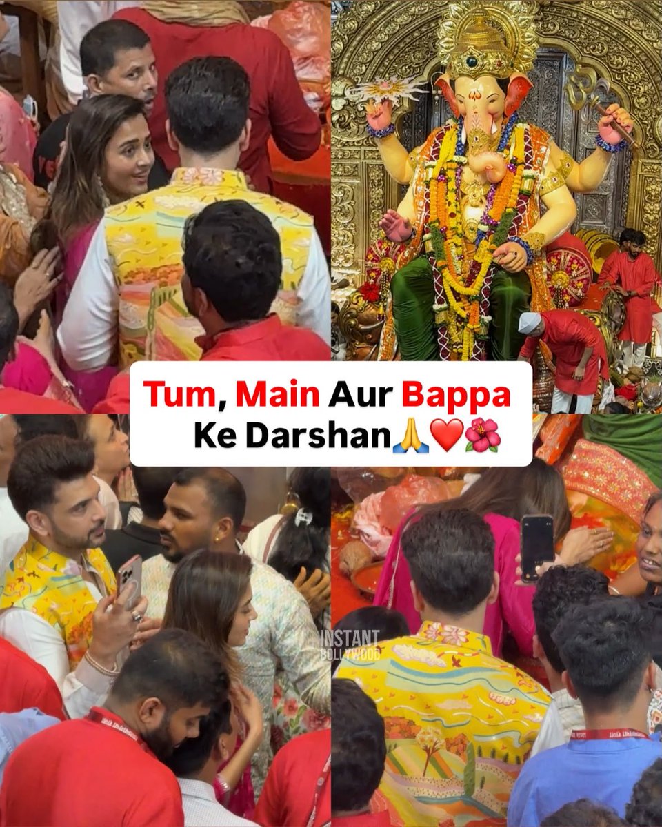 instantbolly's tweet photo. Karan &amp; Tejasswi visit lalbaugh cha raja to seek blessings🙏🌺😍

#karankundra #tejasswiprakash #aa https://t.co/X2qDftwEUP