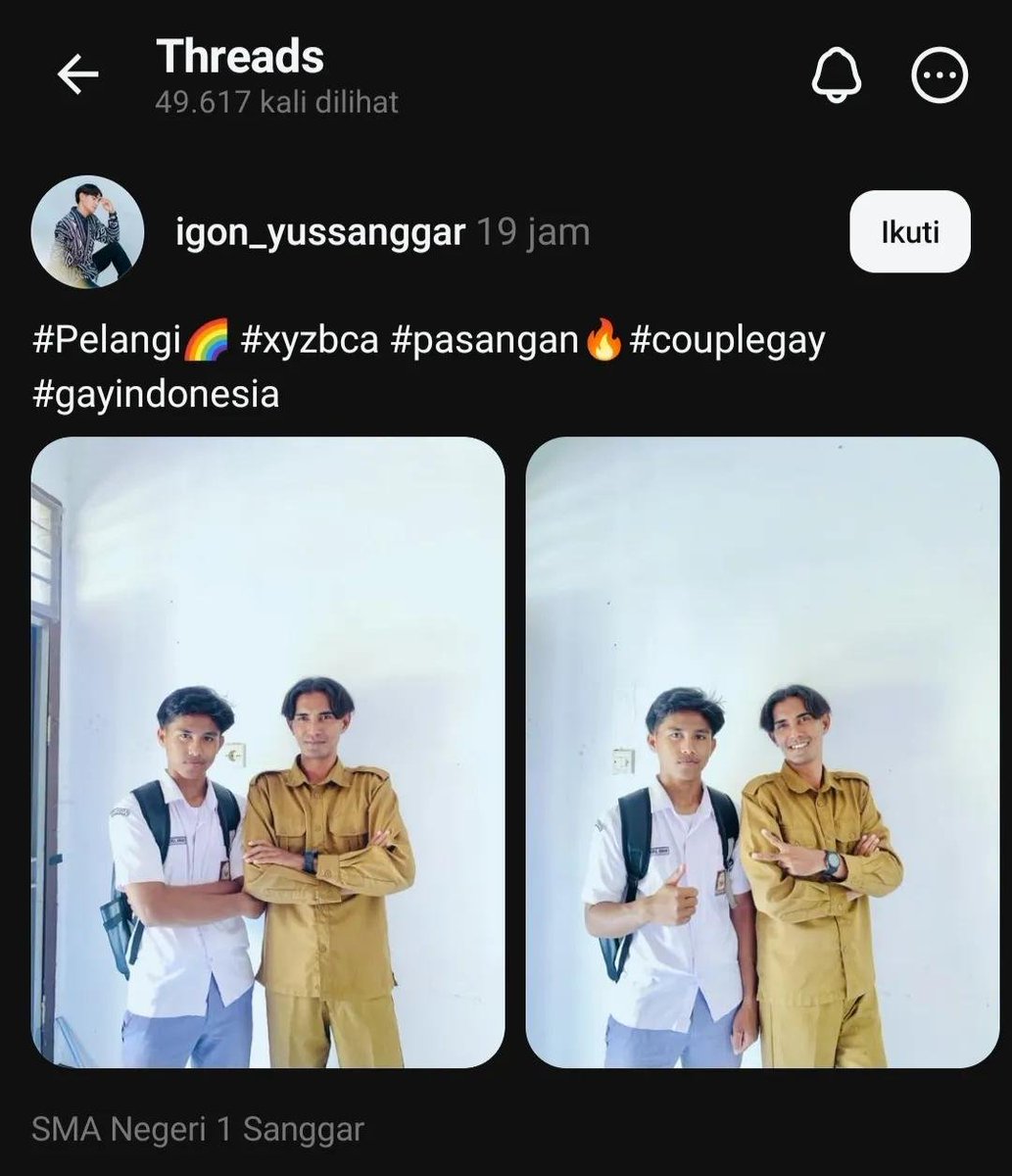 tb_siswadi's tweet photo. Belum kelar kasus a day in my life.

Ada oknum guru dan murid SMAN 1 Sanggar posting foto mereka pasangan g4y, yang mirisnya foto di lingkungan sekolah dengan memakai atribut dan seragam sekolah 😭

Yang bikin miris, ketika perilaku seperti ini dipamerkan tanpa rasa risih dan tanpa teguran, anak-anak lain bisa mencontoh perilaku ini.

Terus sekolah ngapain?

Nunggu viral dulu baru ingat punya fungsi pembinaan dan pengawasan?

Karena kalau orang dewasa yang seharusnya jadi contoh justru ikut mengaburkan batas, jangan heran kalau generasi setelahnya ikut menganggap itu normal.