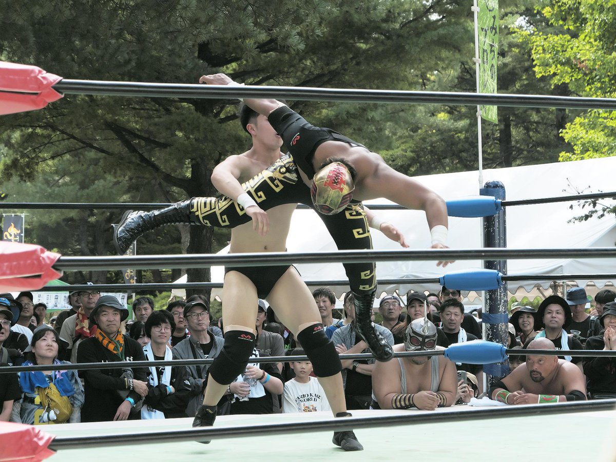 hlkysh's tweet photo. #いしがき2026 
#いしがきミュージックフェスティバル 
#みちのくプロレス
東北ジュニアヘビー級王者サングレ・アステカJr選手と佐藤維選手は、11/1県営体育館『GRANDE DOS～グランデ・ドス2026』にてベルトをかけて対決 https://t.co/yCla5df2A0