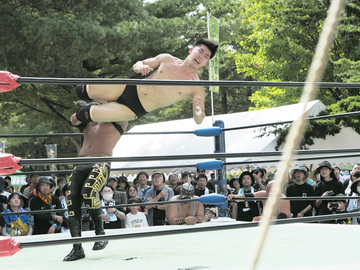 hlkysh's tweet photo. #いしがき2026 
#いしがきミュージックフェスティバル 
#みちのくプロレス
東北ジュニアヘビー級王者サングレ・アステカJr選手と佐藤維選手は、11/1県営体育館『GRANDE DOS～グランデ・ドス2026』にてベルトをかけて対決 https://t.co/yCla5df2A0