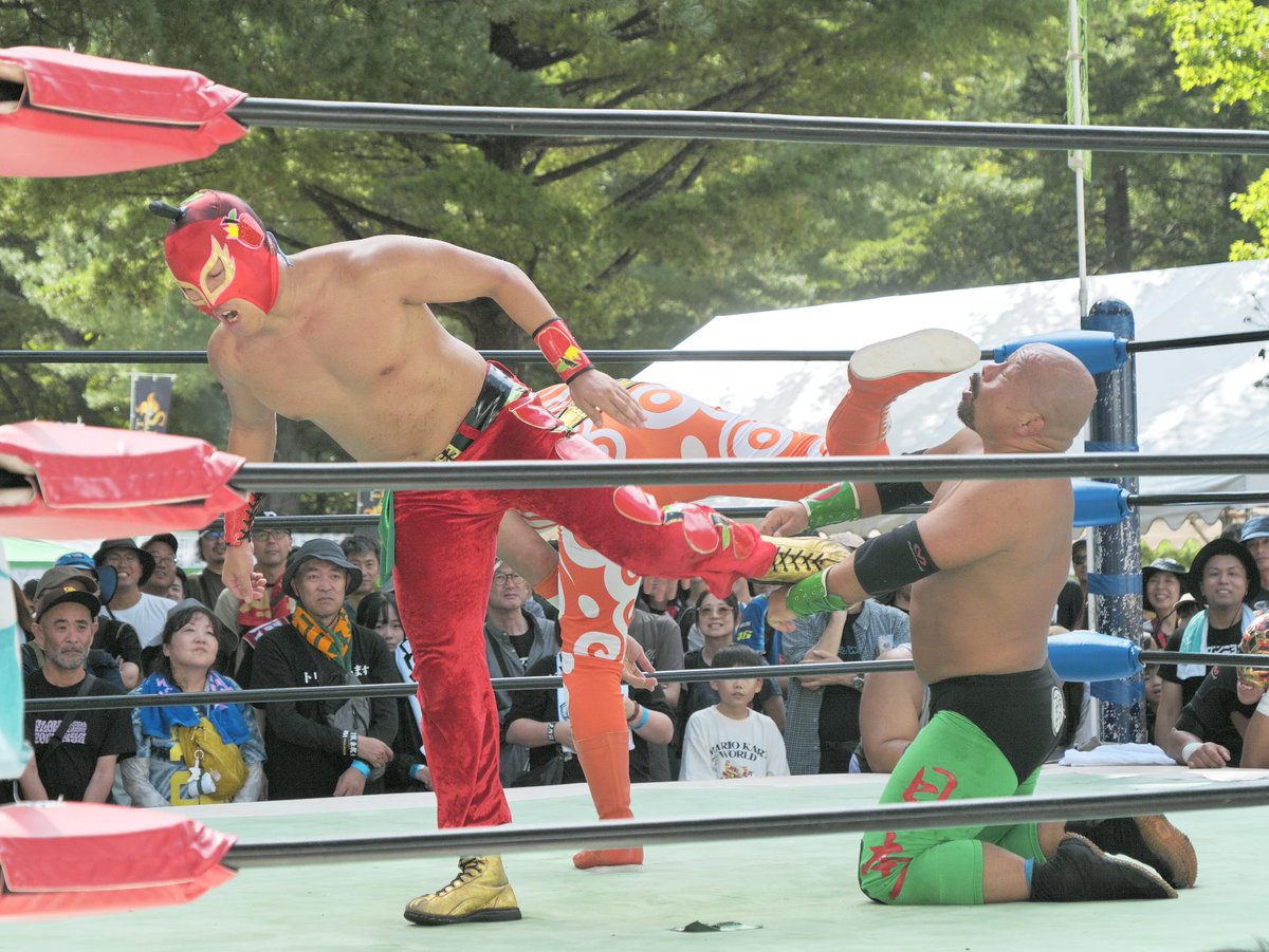 hlkysh's tweet photo. #いしがき2026 
#いしがきミュージックフェスティバル 
#みちのくプロレス
東北ジュニアヘビー級王者サングレ・アステカJr選手と佐藤維選手は、11/1県営体育館『GRANDE DOS～グランデ・ドス2026』にてベルトをかけて対決 https://t.co/yCla5df2A0