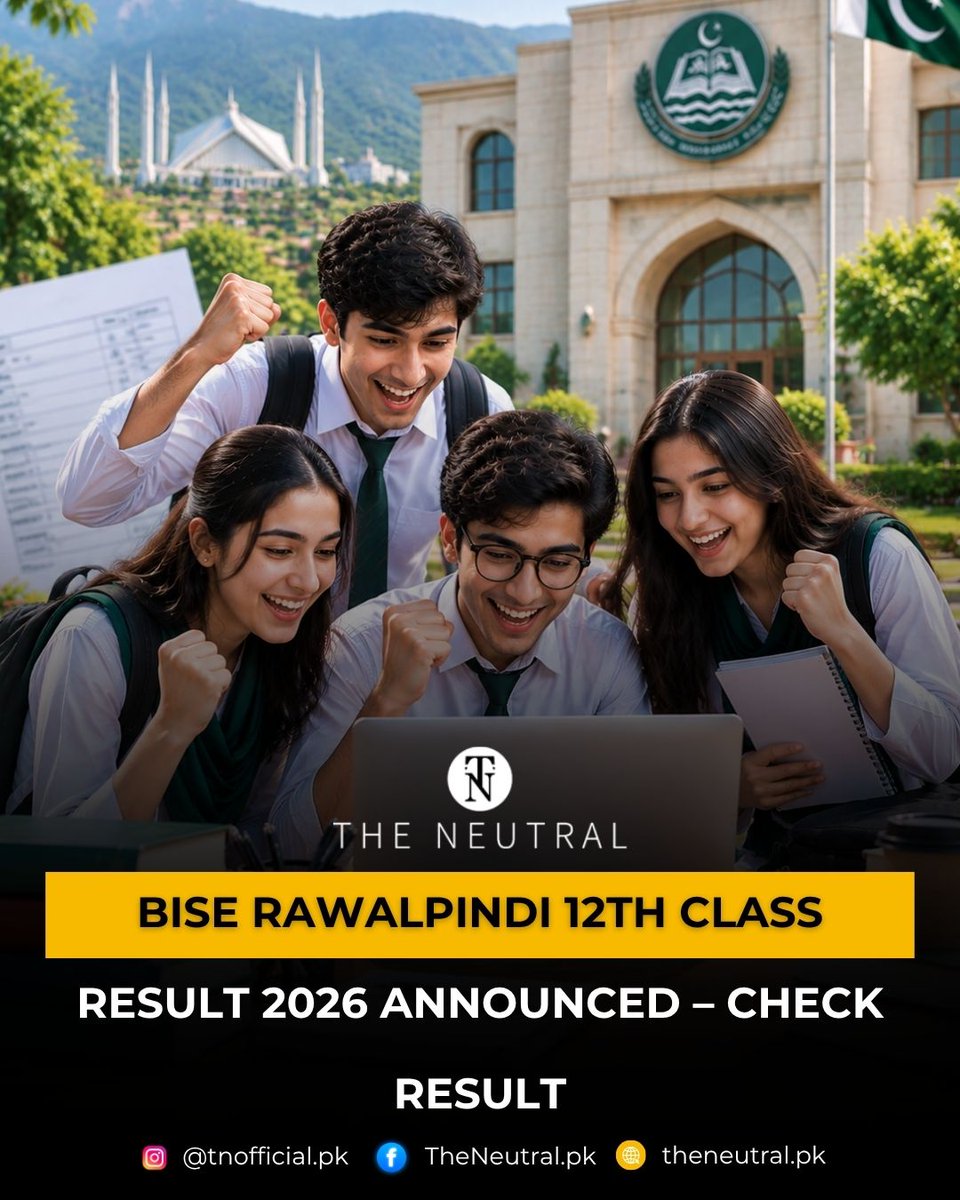 TNeutralpk68070's tweet photo. Check BISE Rawalpindi 12th Class Result 2026 online
https://t.co/wPq4mfWKTR
#theneutral #BISERawalpindi #RawalpindiBoard #12thClassResult2026 #HSSCResult2026 #FAResult #FScResult #ICSResult #IntermediateResult https://t.co/uFXO5YBsLd