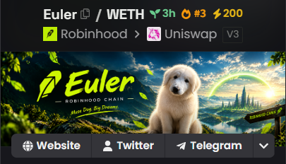 MuseDogEuler's tweet photo. $Euler is Dexscreener Trending #3

https://t.co/37xWUceyJh https://t.co/hjOJTNXVzh