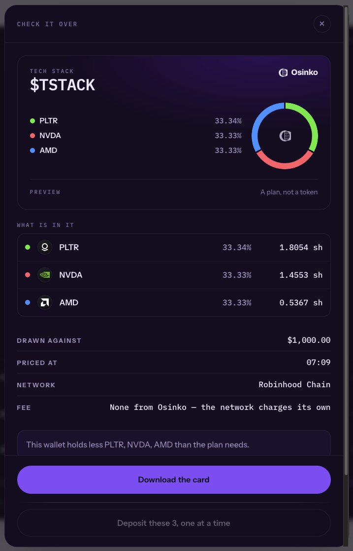 UseOsinko's tweet photo. The idea behind Stacks is simple.

You believe in something: AI, robotics, the next wave of energy.

But buying that idea means piecing together separate positions.

We wanted to give the whole idea its own ticker.

That’s what we’re building. https://t.co/nkLjz3rBXM