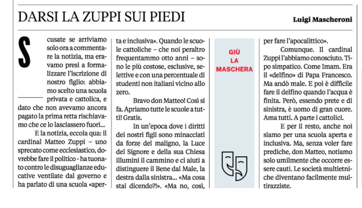 LuigiMascheroni's tweet photo. Dedicato al cardinal Zuppi https://t.co/WyH4Lwh6eo