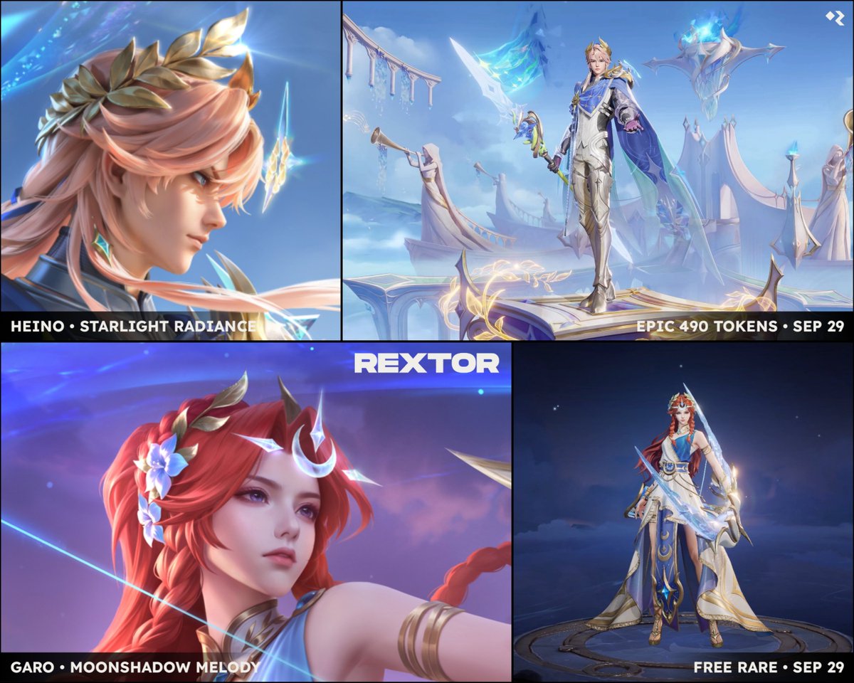 rextorext's tweet photo. Garoβs free skin and Heinoβs 490-Token Epic skin are coming to Global on September 29 π
#HonorofKings #HoK #Rextor #HoKGlobal https://t.co/wEpIGY0gT0