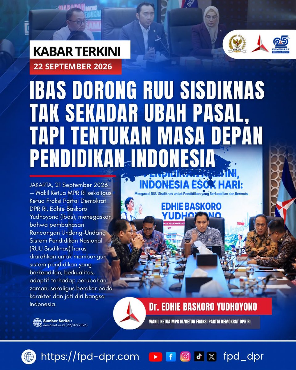 DPCDemokratLA's tweet photo. IBAS DORONG RUU SISDIKNAS TAK HANYA RUBAH PASAL, TENTUKAN MASA DEPAN PENDIDIKAN INDONESIA https://t.co/PmTIh9LZ9G