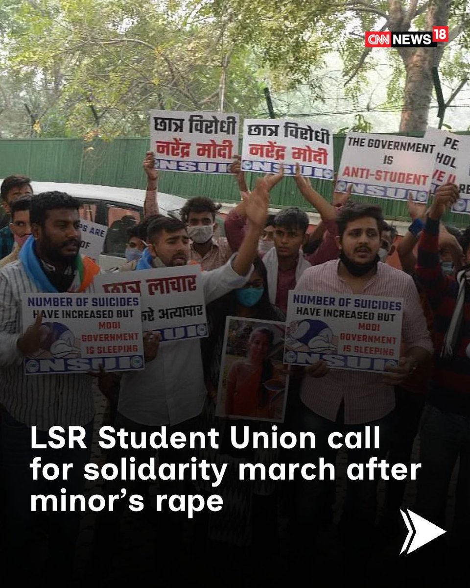 CNNnews18's tweet photo. LSR students will hold a solidarity march today at 4 PM to demand justice for the minor and draw attention to the fear and safety concerns faced by women amid growing concerns over accountability.

#LSR #Kalkaji #JusticeForSurvivor #SolidarityMarch #DelhiNews https://t.co/yBbQKWyTSq