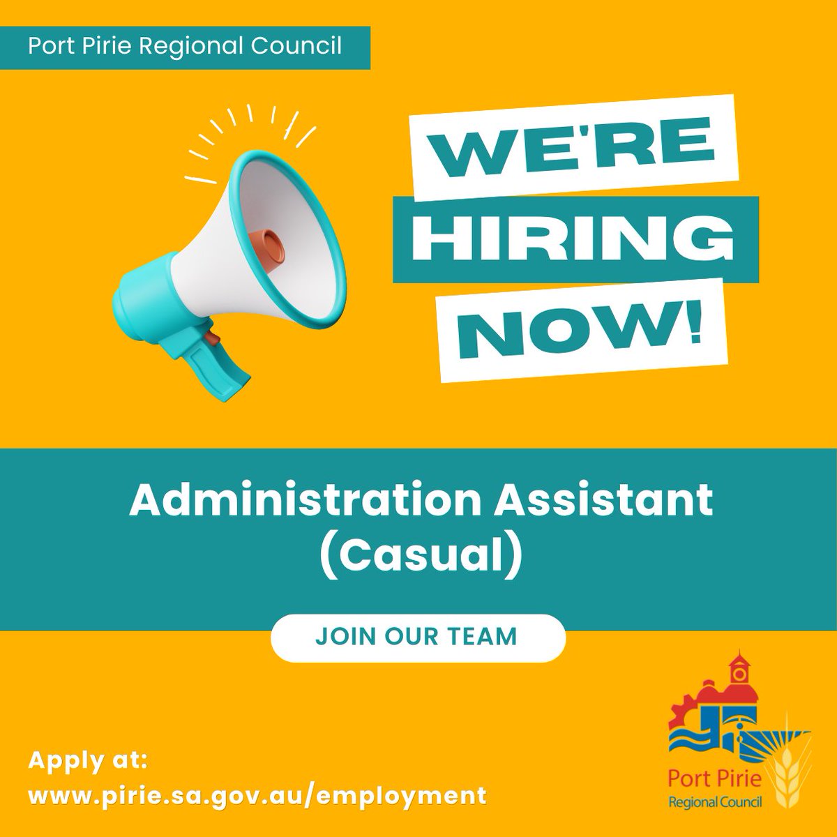 PPRCSA's tweet photo. Port Pirie Regional Council is currently recruiting for two exciting opportunities:

➡️ Projects &amp; Procurement Coordinator
➡️ Administration Assistant (Casual)

Find out more and apply online: https://t.co/0ms4OJ4MDz https://t.co/ZXONES0M2j