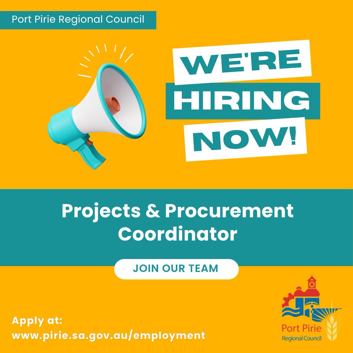 PPRCSA's tweet photo. Port Pirie Regional Council is currently recruiting for two exciting opportunities:

➡️ Projects &amp; Procurement Coordinator
➡️ Administration Assistant (Casual)

Find out more and apply online: https://t.co/0ms4OJ4MDz https://t.co/ZXONES0M2j