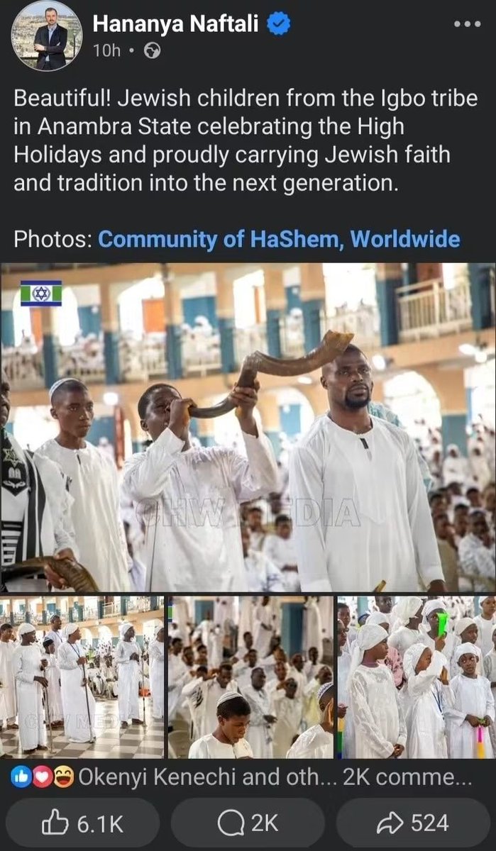 ifeanyiakorjuru's tweet photo. Breaking 💯 
Igbo Jewish Adherents in Anambra Receives Recognition From Mainstream #Jewish Media
@visegrad24 @VividProwess @ObiJYkKg6QGWMAD @netanyahu @IDF @marcorubio @PeteHegseth @HananyaNaftali @POTUS https://t.co/mP8c9UGGVK