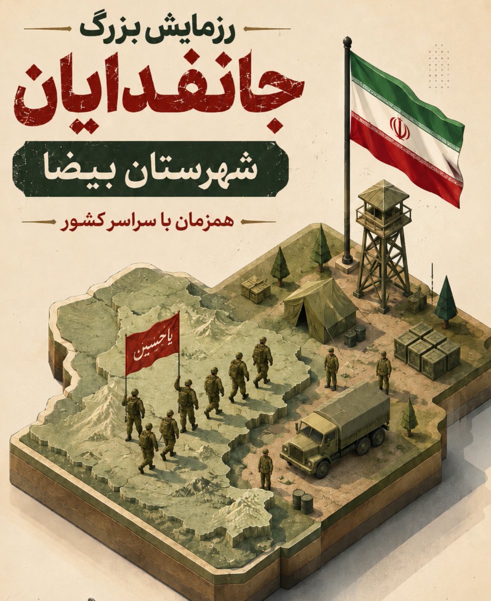 tarannom6666's tweet photo. مردم شهرستان بیضا قرار است بار دیگر حماسه ای بیافرینند همزمان با سراسر کشور، روز پنج شنبه ۲ مهر ماه در رزمایش بزرگ جانفدایان

#جانفدایان_فارس
#جانفدایان_بیضا https://t.co/i7AwQQ08ws