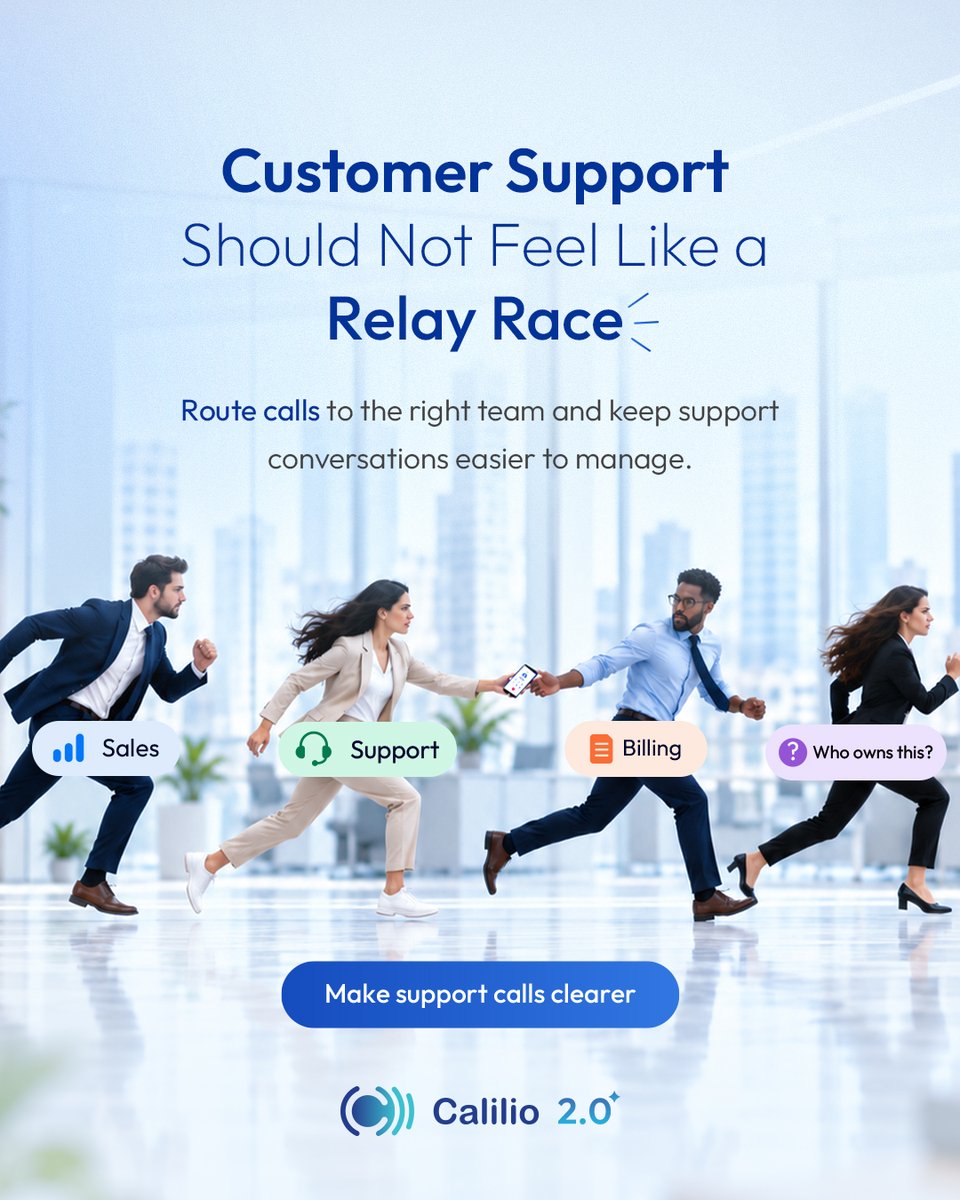 caliliovoip's tweet photo. Customer support shouldnโt feel like a relay race.
Route ๐๐ฎ๐ฌ๐ญ๐จ๐ฆ๐๐ซ ๐ฌ๐ฎ๐ฉ๐ฉ๐จ๐ซ๐ญ ๐๐๐ฅ๐ฅ๐ฌ to the right team with Calilio and keep conversations moving smoothly.
#Calilio #CustomerSupport #CallRouting https://t.co/pmBJIzbPsx