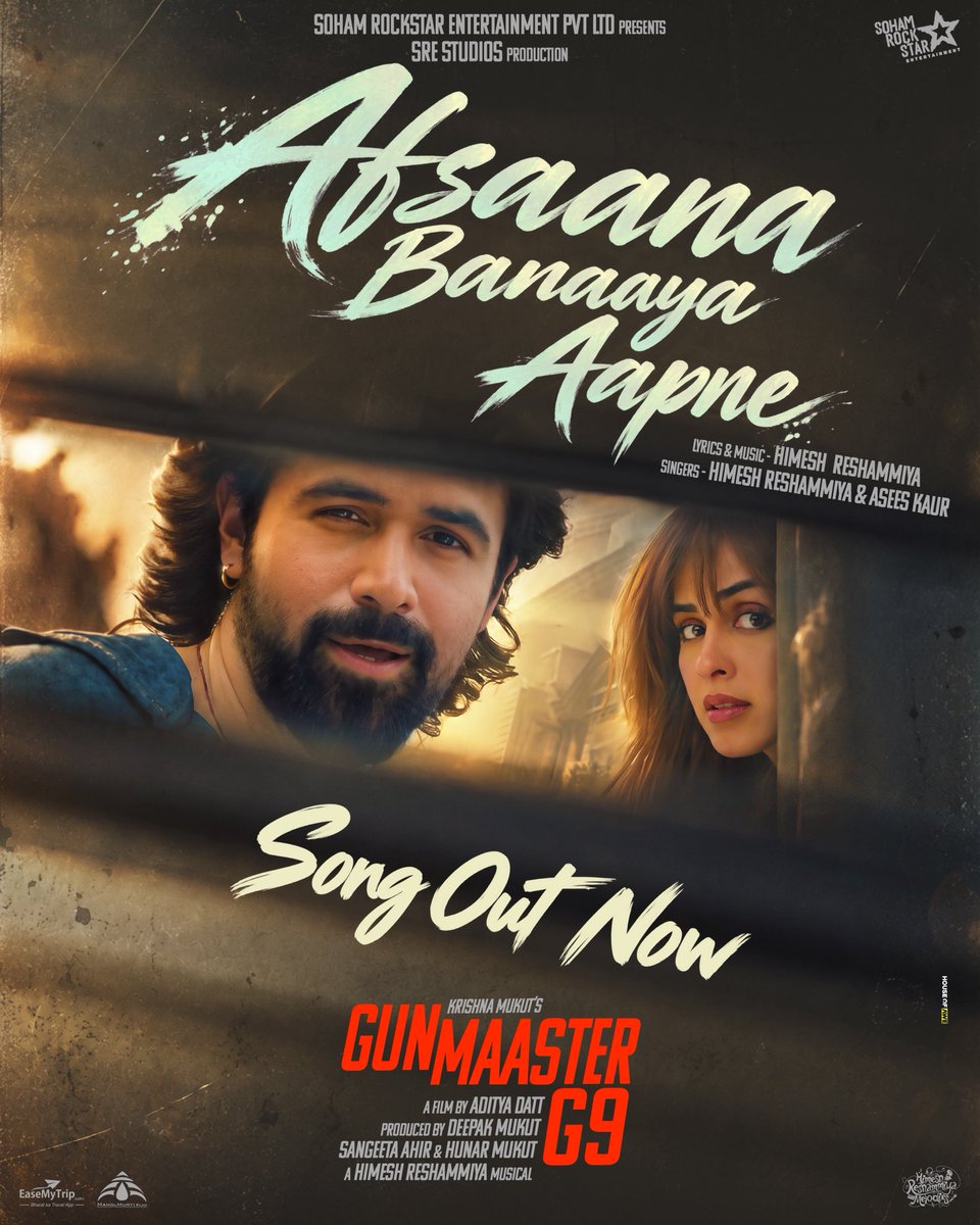 KomalNahta's tweet photo. Himesh  Emraan combo back again with a blockbuster hit Feel the romance. Feel the music. Feel the action! 🔥
 Hit Machine  #HimeshReshammiya brings  #AfsaanaBanaayaAapne, the first song from #GunmaasterG9, OUT NOW! We Absolutely loving the song and so will you🌸♥️ 

A Himesh Reshammiya Musical that promises an Afsaana like no other. 🎶
In cinemas 27th November 2026. #Gunmaaster

Produced by @deepakmukut @hunarmukut @sangeetaahirofficial
Presented by @sohamrockstrentPvtLtd

Directed by @aditya_datt

https://t.co/YSA2n8IDyJ

@therealemraan @geneliad @aparshakti_khurana @abhishek_as_it_is @realhimesh @sohammukut @nishantpitti @johari.tailor @junaid_wasi_ @sarim197 @anikrverma @srestudiosofficial @soniakapoor06 @HimeshReshammiyaMelodies @aseeskaurmusic @iamteenaparadkar #KeikoNakahara @khidkidarwazestudios @trushala_nayak @makeupby_dhriti @pandeyanup1 @shabinakhanofficial @bcaunty @ganeshacharya @adil_choreographer @realsatish7 @ravivarma_1403 @raj_shinde1980 @inayatverma22 @devangdesi