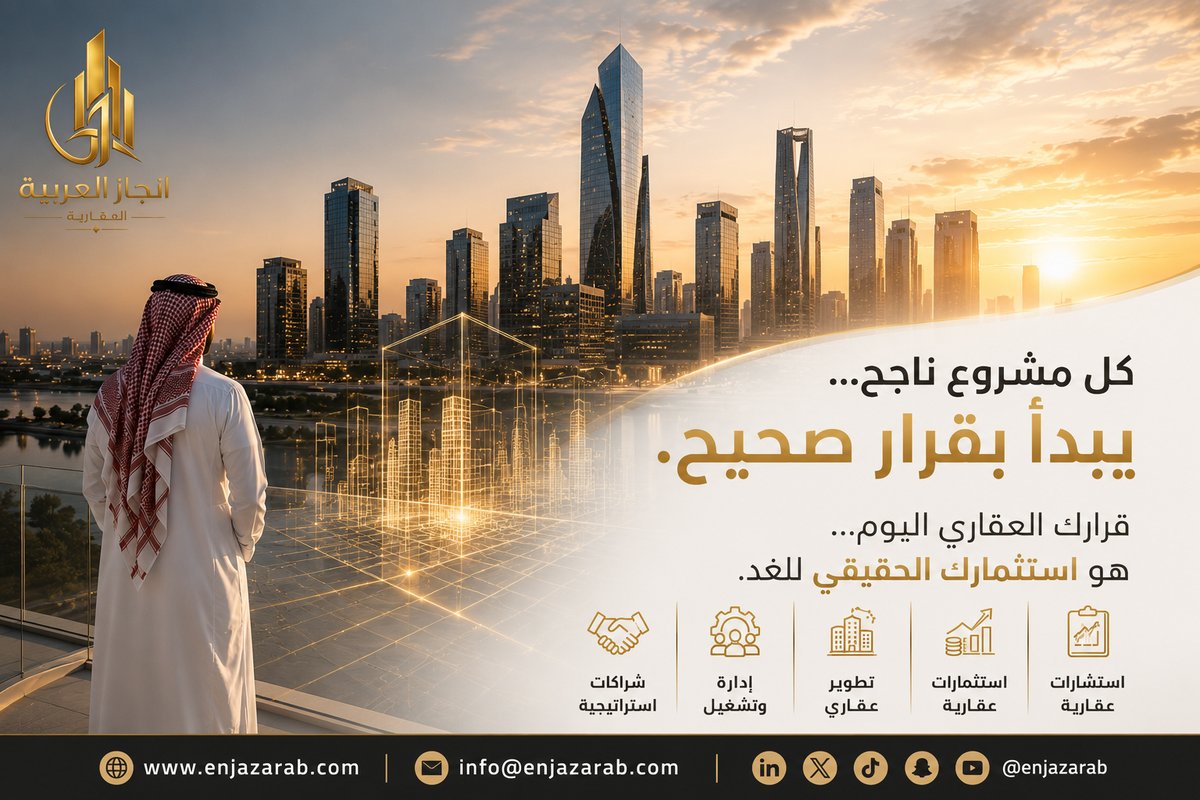 enjazarab's tweet photo. 🔶كل قرار عقاري ناجح يبدأ برؤية واضحة وشريك يمتلك الخبرة
في إنجاز العربية العقارية نحول الفرص إلى استثمارات مستدامة، ونقدم حلولاً متكاملة تلبي احتياجات المستثمرين والأفراد والشركات
لأن الاستثمار الذكي يبدأ بالقرار الصحيح✅
#الاستثمار_العقاري
#رؤية_2030
#تطوير_عقاري
#إدارة_الأصول https://t.co/gC0hohwvAT