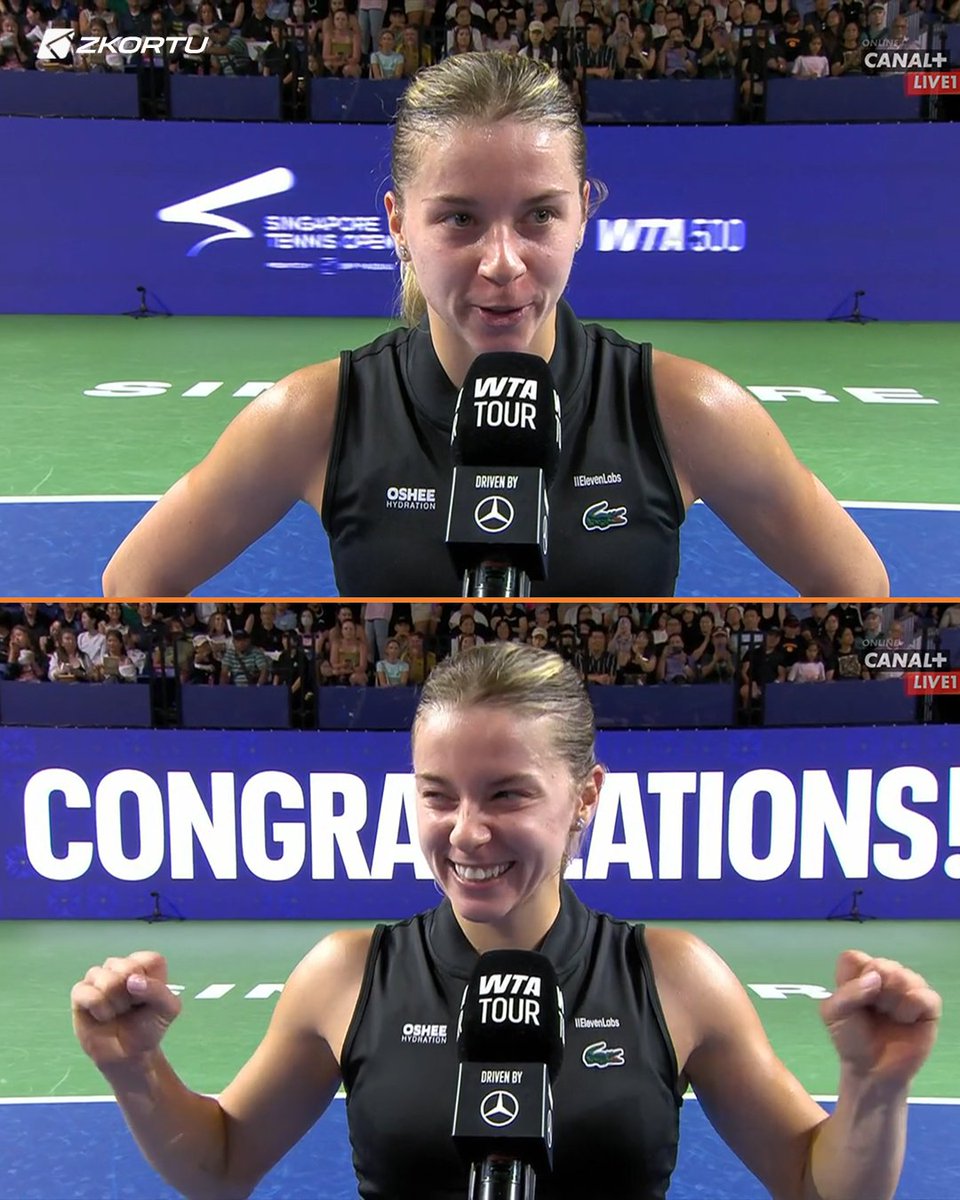 z_kortu's tweet photo. Reporterka:
- Przechodzisz do drugiej rundy Singapore Tennis Open!

Maja Chwalińska:
- Do ćwiartki.

Reporterka:
- Przepraszam?

Maja Chwalińska:
- Do ćwiartki, do ćwiartki.

Reporterka:
- Tak, do ćwierćfinału.

😭😭😭

Maja, walcz o swoje! 😁

📸 CANAL+ | #SGTennisOpen | #zkortu https://t.co/uWQwF0fU2f