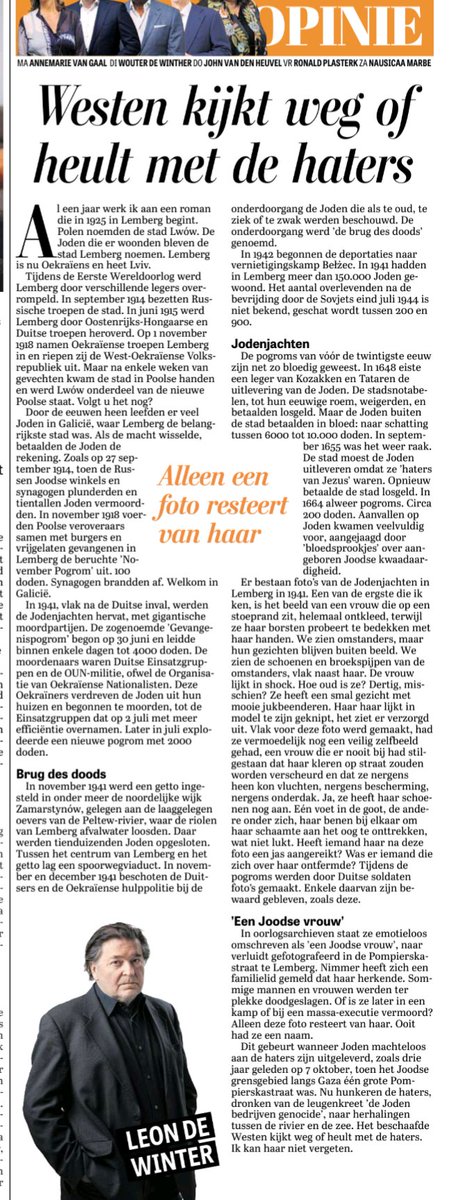 rkemp59's tweet photo. Aangrijpend stuk van Leon de Winter over de geschiedenis van Lviv, het vroegere Lemberg 

Het beschaafde Westen kijkt weg en heult met de (joden)haters 🎯 https://t.co/4BiAxx6Wif