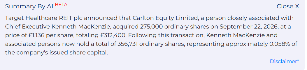 entrustTMF's tweet photo. #THRL Target Healthcare REIT-Chunky Director Share Purchase

https://t.co/OTfAkQlb4l https://t.co/ijhCQ2xxRG