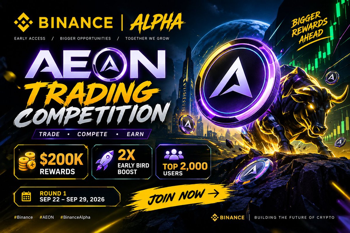 nrdurjoy216's tweet photo. 🚀 Binance New Event Is LIVE!

🔥 AEON Trading Competition is now live on Binance Alpha!

💰 Share in $200K worth of AEON rewards
📅 Round 1: Sep 22 – Sep 29
🏆 Top 2,000 eligible users can earn rewards based on AEON purchase volume.

Don’t miss the event! 👀

#Binance #AEON #Crypto #BinanceAlpha #Web3 #Trading