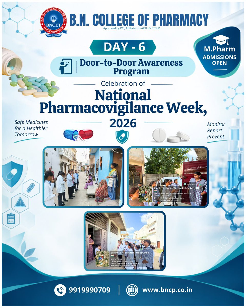 bncplucknow's tweet photo. 𝗗𝗔𝗬 𝟲 | 𝗡𝗮𝘁𝗶𝗼𝗻𝗮𝗹 𝗣𝗵𝗮𝗿𝗺𝗮𝗰𝗼𝘃𝗶𝗴𝗶𝗹𝗮𝗻𝗰𝗲 𝗪𝗲𝗲𝗸 𝟮𝟬𝟮𝟲 💊

𝗦𝗮𝗳𝗲 𝗠𝗲𝗱𝗶𝗰𝗶𝗻𝗲𝘀 𝗳𝗼𝗿 𝗮 𝗛𝗲𝗮𝗹𝘁𝗵𝗶𝗲𝗿 𝗧𝗼𝗺𝗼𝗿𝗿𝗼𝘄! 🩺

📞 9919990709
🌐 https://t.co/gW0Zpr27BH

#NationalPharmacovigilanceWeek #Pharmacovigilance #PharmacyAwareness https://t.co/cBwqElFwzV