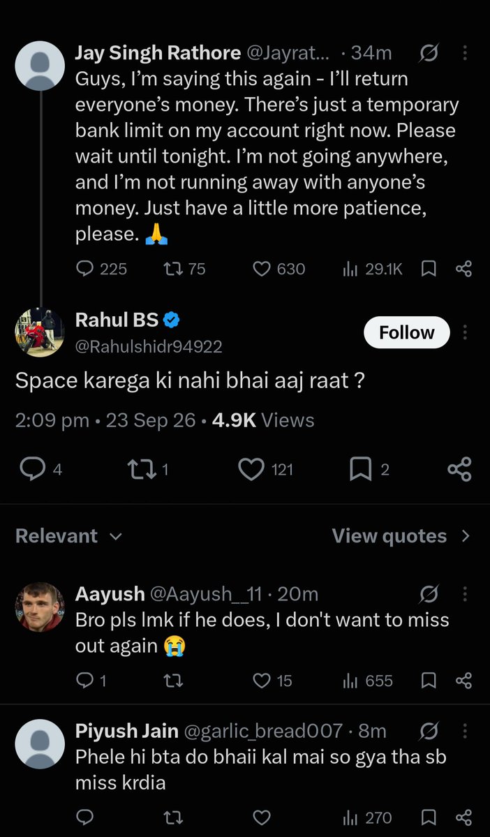SamRajp0t's tweet photo. Ye toh bata de bhai, Space kab karega? Sab wait kar rahe hain… itna wait toh apni GF ka bhi nahi karte 😂😭 @Jayrathore9068 https://t.co/PgG4jPXE1H