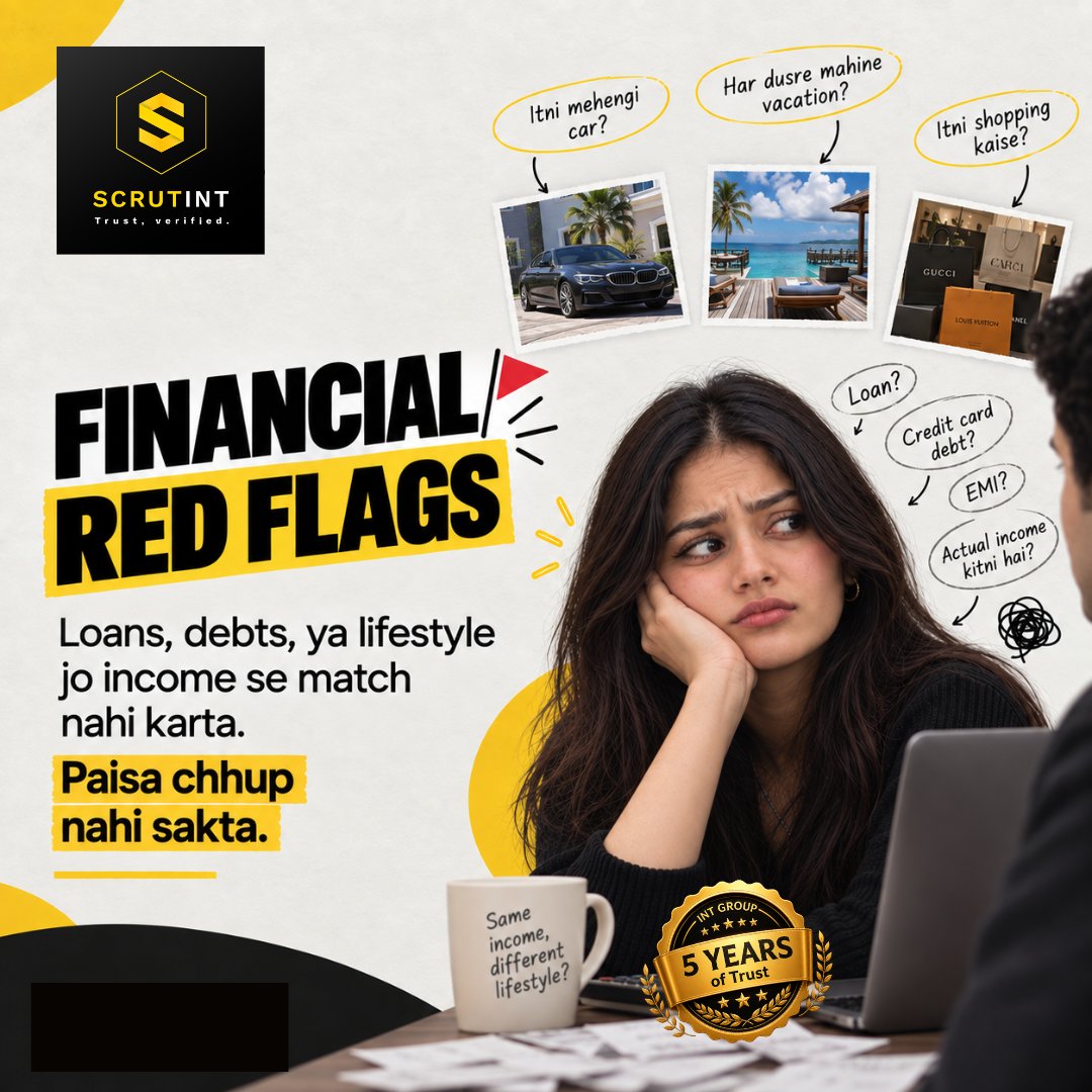 ScrutINT's tweet photo. RISHTA sirf pasand se nahi, verification se SURE hota hai, Shaadi se pehle kuch red flags ignore karna baad mein costly ho sakta hai. 
Make your rishta #RishtaSure with Scrutint.

#Scrutint #RishtaSure #MarriageVerification #MatrimonialVerification https://t.co/kiXf73PHGU
