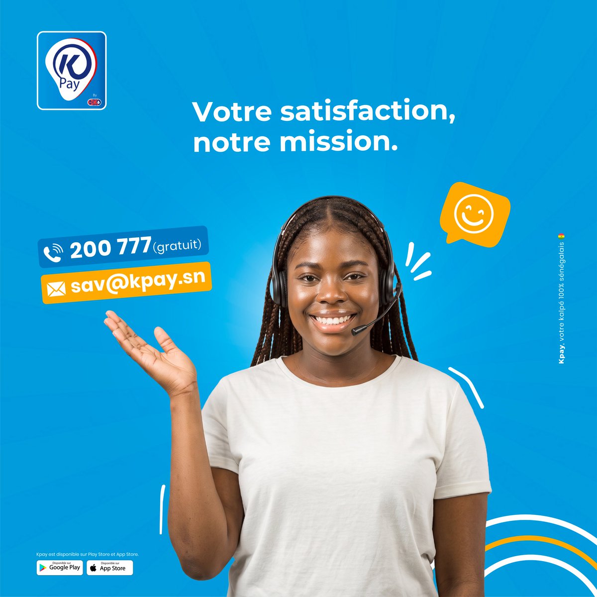 Kpay_sn's tweet photo. Notre équipe est disponible pour vous accompagner à chaque étape de votre expérience.
📞 200 777 — Appel gratuit, 7j/7 📧 sav@kpay.sn
#Kpay #SAV #ServiceClient #Sénégal #PaiementMobile #Support https://t.co/NSrEZt4QF9