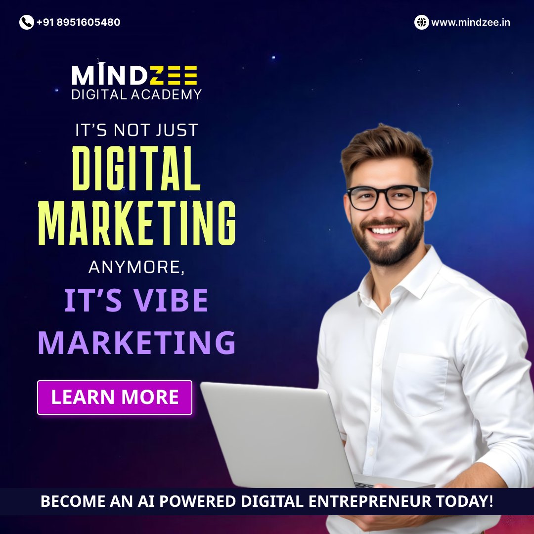 Mindzeetraining's tweet photo. 🤖🚀 Digital Marketing is evolving!

It’s not just about marketing anymore — it’s about vibes, creativity &amp; AI-powered strategies. 💡

Become an AI-Powered Digital Entrepreneur with Mindzee Digital Academy.

📞 +91 8951605480
🌐 https://t.co/pdYVjDLGAy
#DigitalMarketing https://t.co/EkgVju33mf