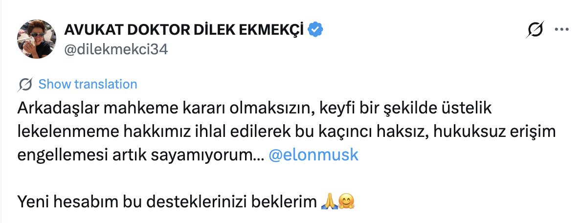 pskkivilcimgen's tweet photo. Mahkeme kararı olmaksızın engellenen bir hesap daha 
Takip için:
@dilekmekci34 https://t.co/SO7xibUrZi