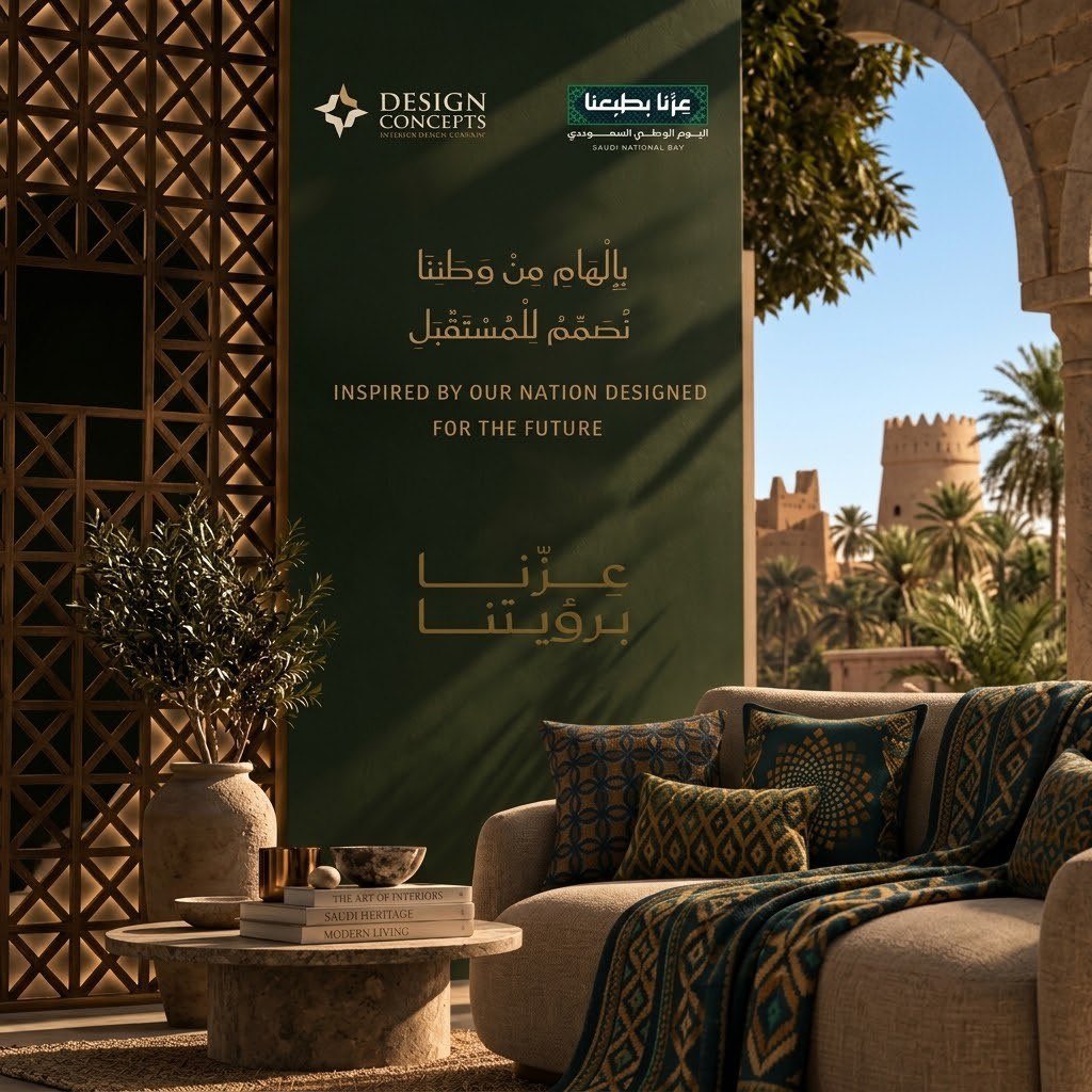 D_C_SA's tweet photo. بإلهام من وطننا.. نَصمّم ل��مستقبل 💚🇸🇦
نستمد أصالتنا من إرثنا ونترجمها إلى تصاميم عصرية تعكس الفخر والانتماء 🤍

#مفاهيم_التصميم #عزنا_بطبعنا #اليوم_الوطني_السعودي_96 https://t.co/rds6HLOPQK