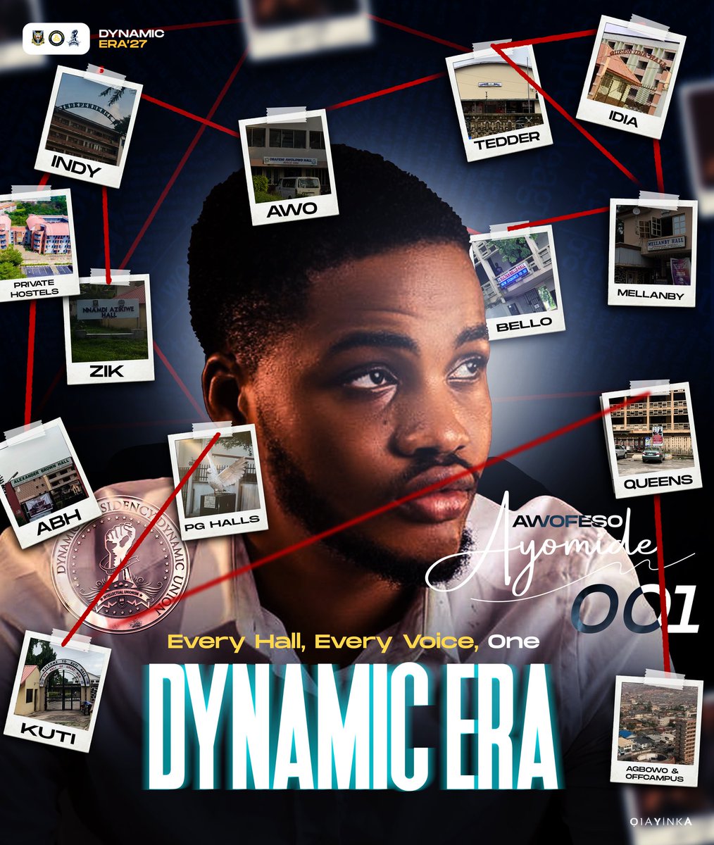 Enbridge002's tweet photo. ONE UNION. EVERY HALL. EVERY FACULTY. ONE VOICE. ONE DYNAMIC ERA.
AYOMIDE AWOFESO • OO1
The University of Ibadan is more than its lecture halls. It is the people, the communities, and the halls that make this institution home.
#TheDynamicEra
#AyomideAwofeso
#Unibadan https://t.co/NwxeTEa4Cm