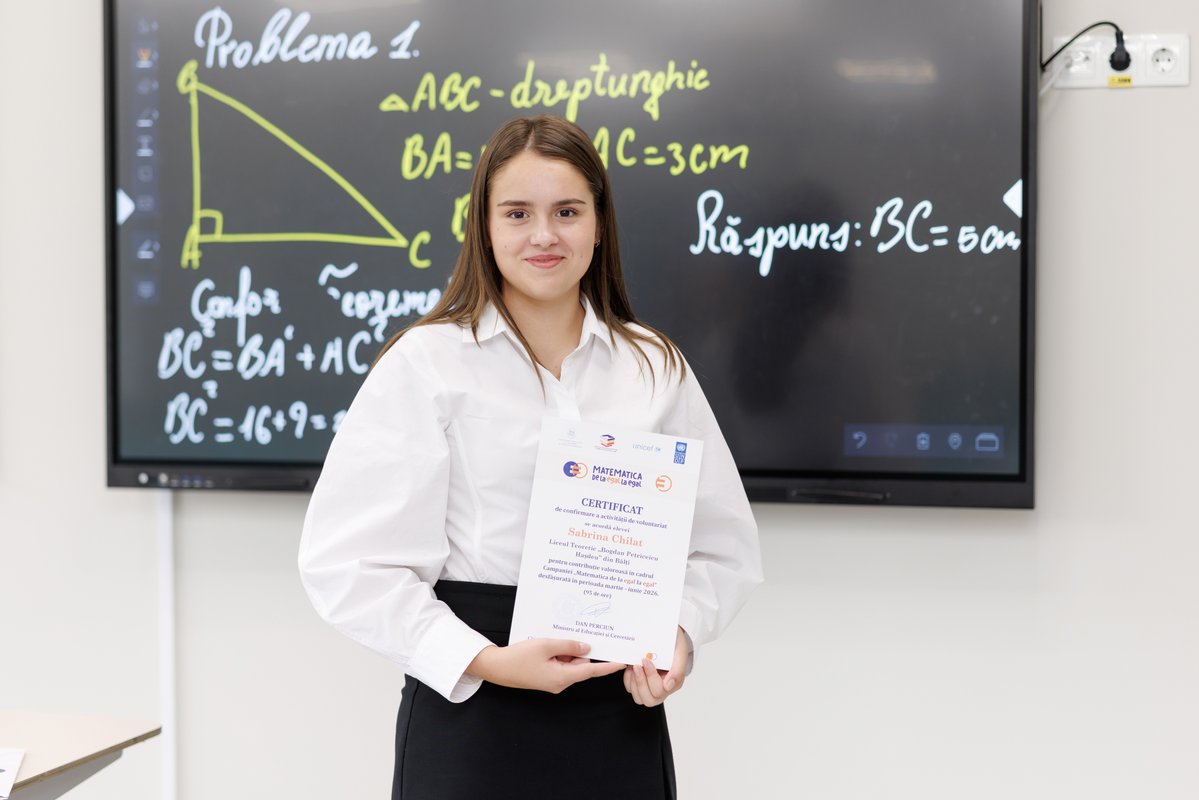 UNDPMoldova's tweet photo. “Math is not just about numbers. It’s about preparing for life.” 📚✨ Sabrina, a high school student, volunteered nearly 100 hours mentoring younger peers in math, helping them build confidence, resilience &amp; success. Campaign supported by UNDP &amp; @NorwayMFA
https://t.co/C70pCVG57L https://t.co/QZpZksbWeb