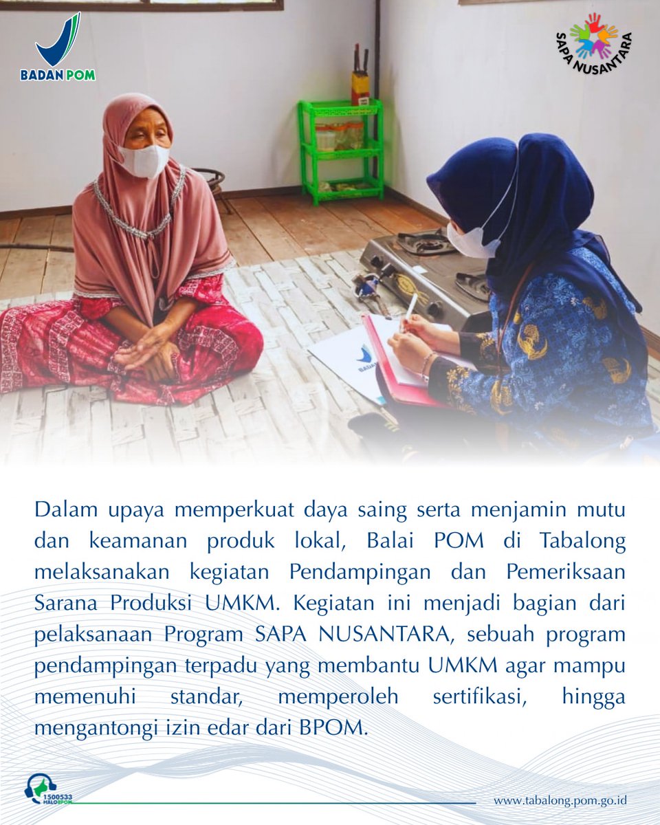 bpomtabalong's tweet photo. Di balik setiap produk UMKM, ada cerita tentang keberanian memulai, ketekunan bertumbuh, dan harapan untuk melangkah lebih jauh. 🌱

Melalui Program Inovasi SAPA NUSANTARA, pendampingan hadir bukan sekadar untuk memberikan arahan, tetapi untuk berjalan bersama para pelaku UMKM... https://t.co/uMBK5fpUnj