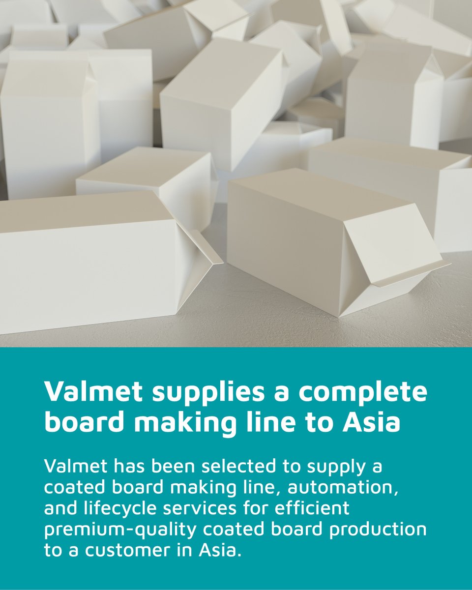 valmetglobal's tweet photo. Valmet supplies a complete board making line for efficient premium-quality coated board production in Asia: https://t.co/8H1TamG72v

#boardandpaper https://t.co/cK8Ny2vulk
