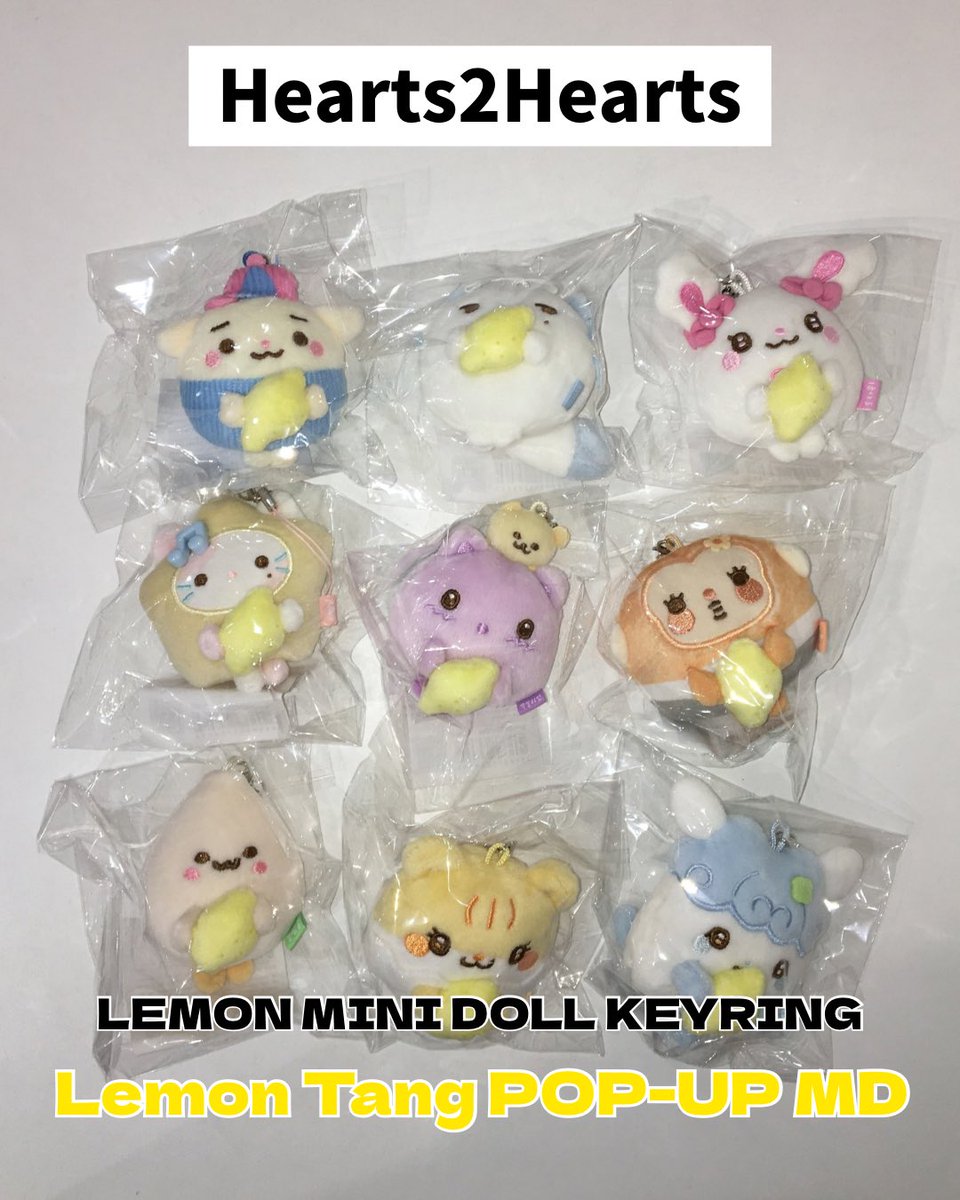 kpopclass_kk's tweet photo. Hearts2Hearts [Lemon Tang] POP-UP MD入荷しました🍋🐬

・MARINE LOOK DOLL KEYRING (全メンバー) 各¥4,340
・LEMON MINI DOLL KEYRING (全メンバー) 各¥3,550 https://t.co/kTgaEMrij3