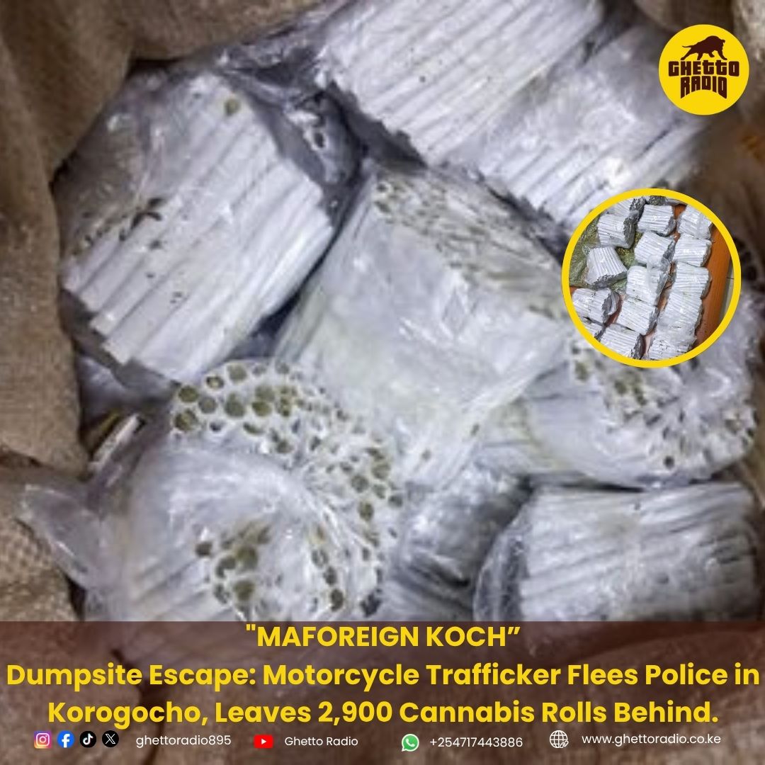 GhettoRadio895's tweet photo. "MAFOREIGN KOCH”
Dandora Dumpsite Escape: Motorcycle Trafficker Flees Police in Korogocho, Leaves 2,900 Cannabis Rolls Behind.
#GRLife https://t.co/4heHxAuvIr