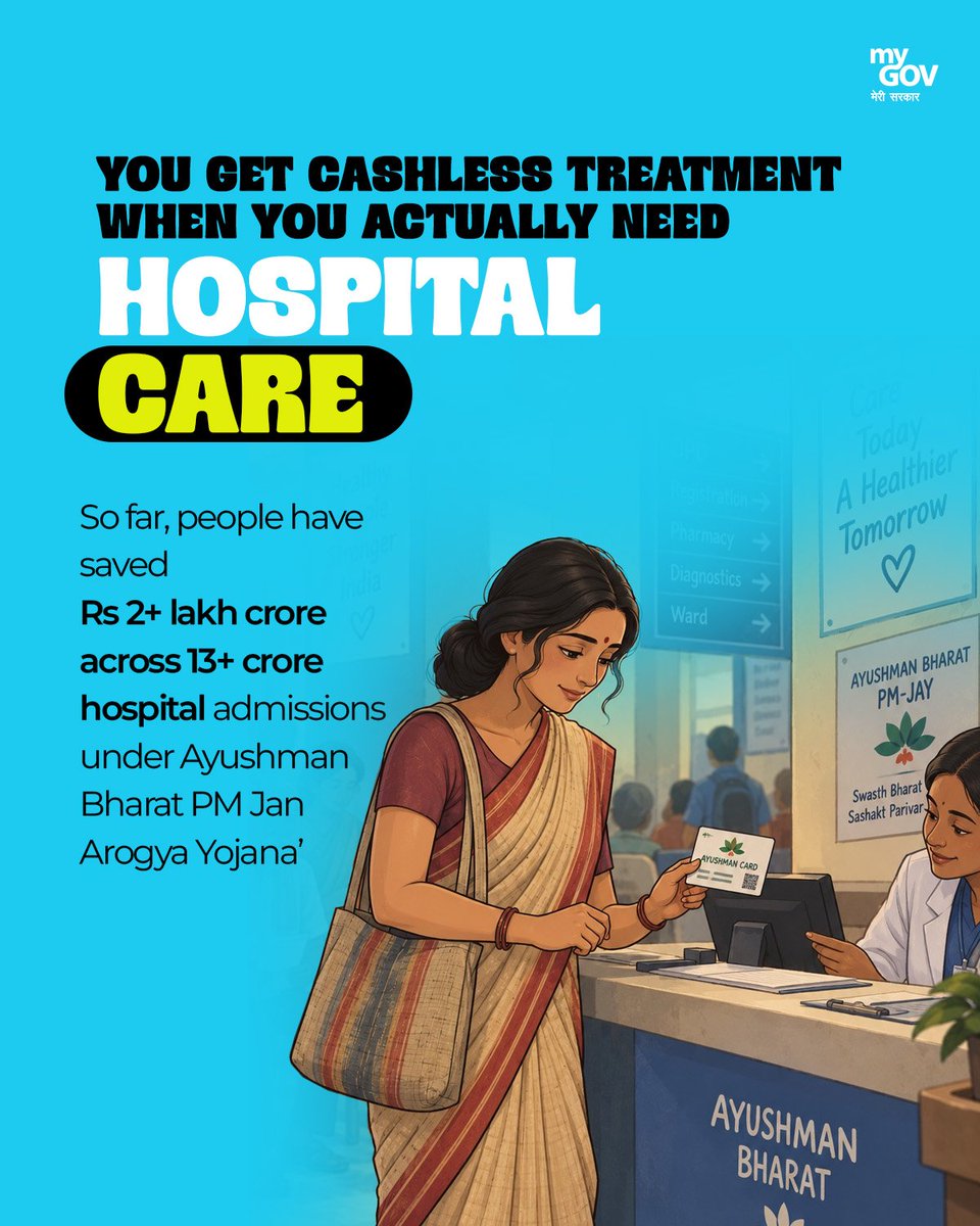 Gupta_vijender's tweet photo. #8YearsOfAyushmanBharat
Healthcare that reaches every Indian, wherever they are.

Under the leadership of Hon’ble Prime Minister Shri @narendramodi Ji, Ayushman Bharat is transforming healthcare by making quality treatment more accessible, affordable and cashless.

From ₹5 lakh health cover to nationwide portability and digital health records, Ayushman Bharat is empowering millions of families with greater healthcare security.