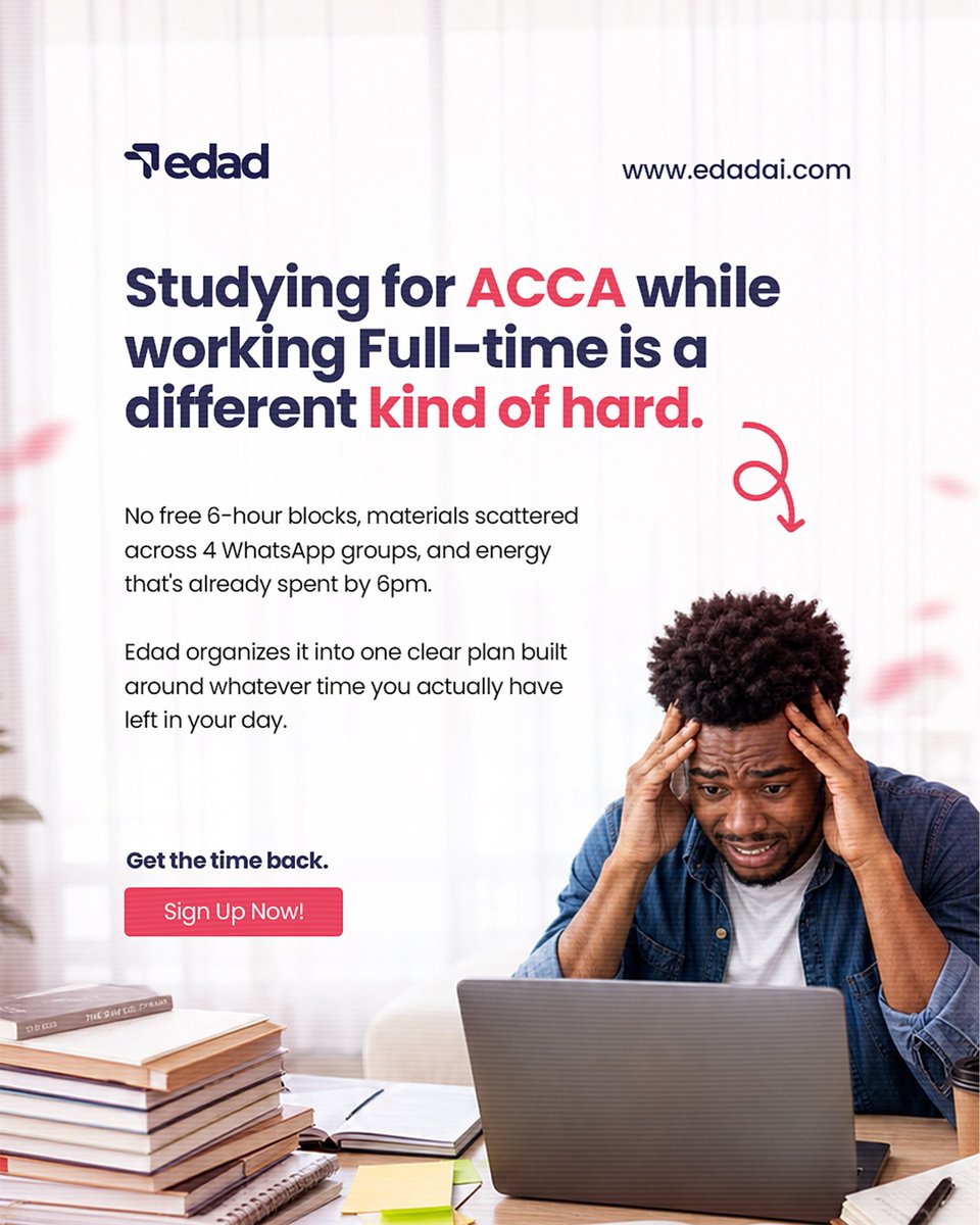 EdadAI_'s tweet photo. Working full-time while preparing for ACCA is no small task.

Make your study time count https://t.co/8n1RXAux3X