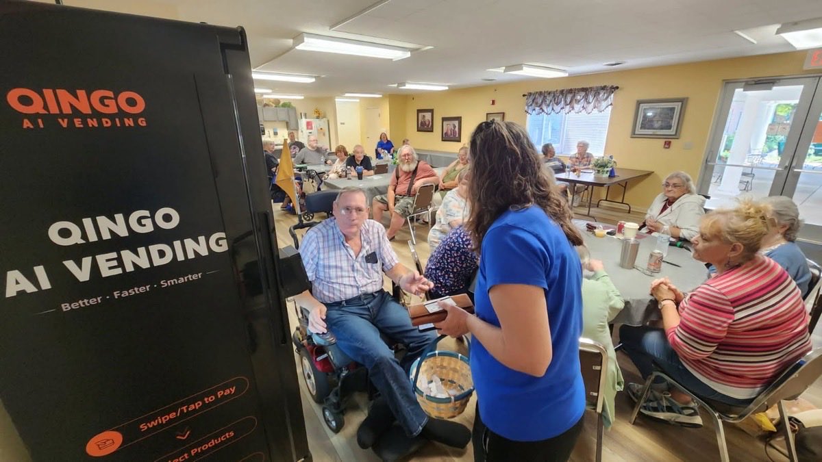 QingoVending's tweet photo. Snacks &amp; drinks, right where people are.

From office break rooms to senior living communities, Qingo Vending machine brings the goods to you — just swipe, tap, grab &amp; go. No lines. No hassle.

That smile? That's the whole point. 😊
#Qingo https://t.co/tWZUnyAt5H