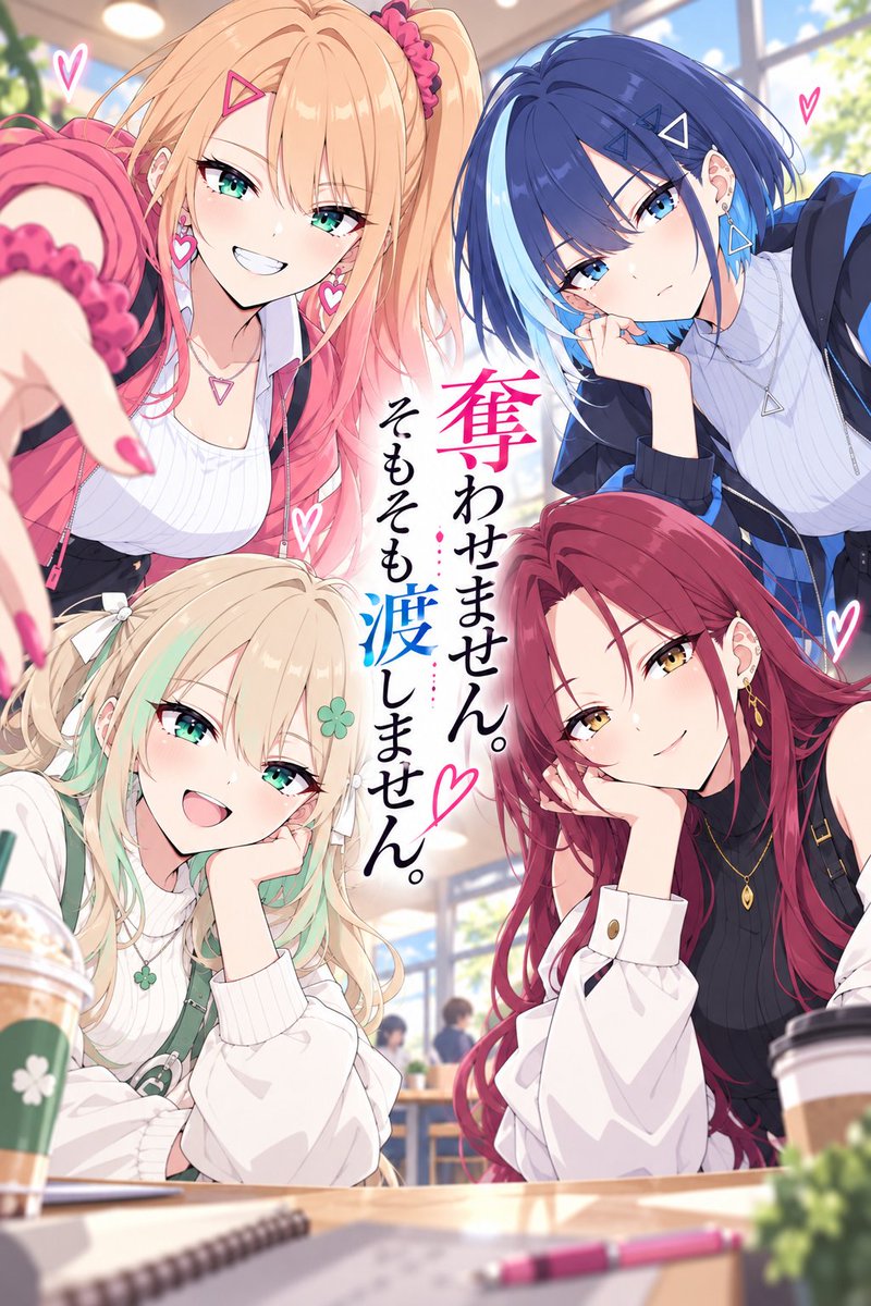 taruwaru214's tweet photo. キャラぷ新規投稿
疑うより、信じたい。
奪うより、ちゃんと好きと言いたい。
誰かから奪わない、誰かを騙さない、誰かの恋を壊して勝とうとしない。
だけど好きな人は、簡単には譲らない。
開始から好感度高めの女子大生4人による
正々堂々の恋の争奪戦。💘
https://t.co/98vLGDPLBK
#キャラぷ https://t.co/DO0n40U3Mq